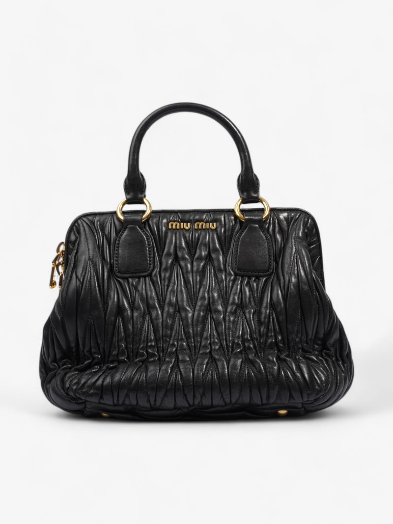  Miu Miu Bauletto Satchel Black Matelasse Leather