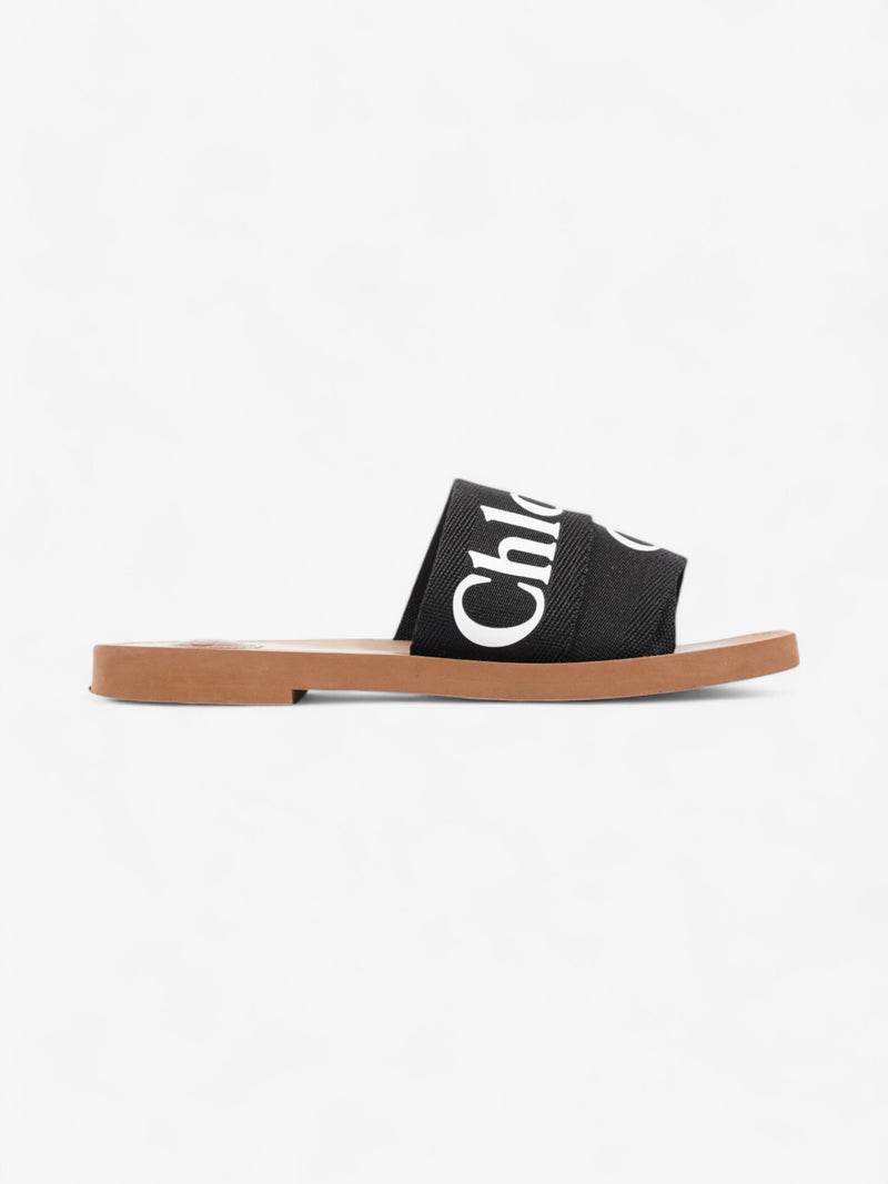  Chloe Woody Sandals Black / White Canvas EU 38 UK 5