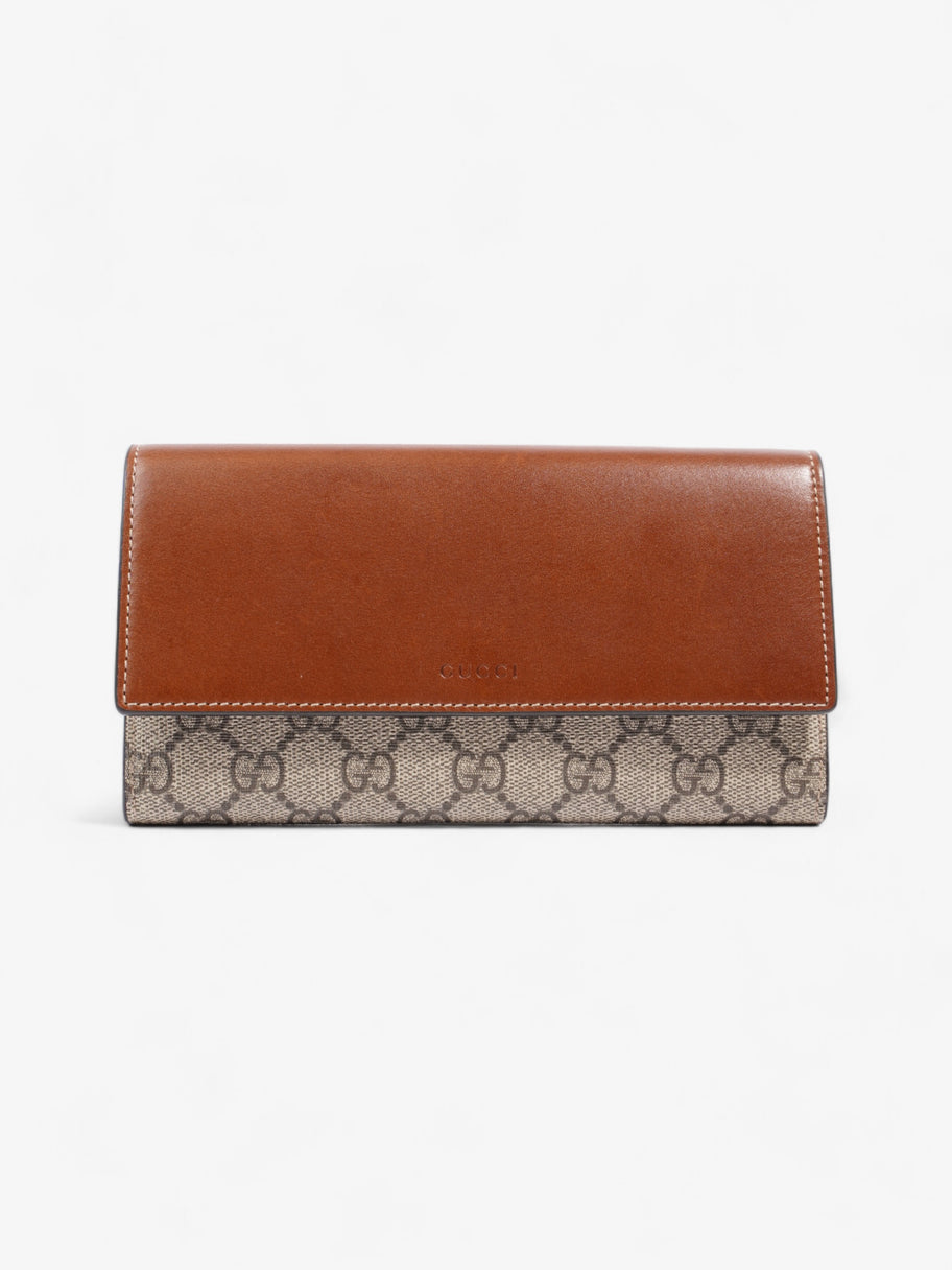 Gucci Continental Wallet Brown / GG Supreme Calfskin Leather Image 1