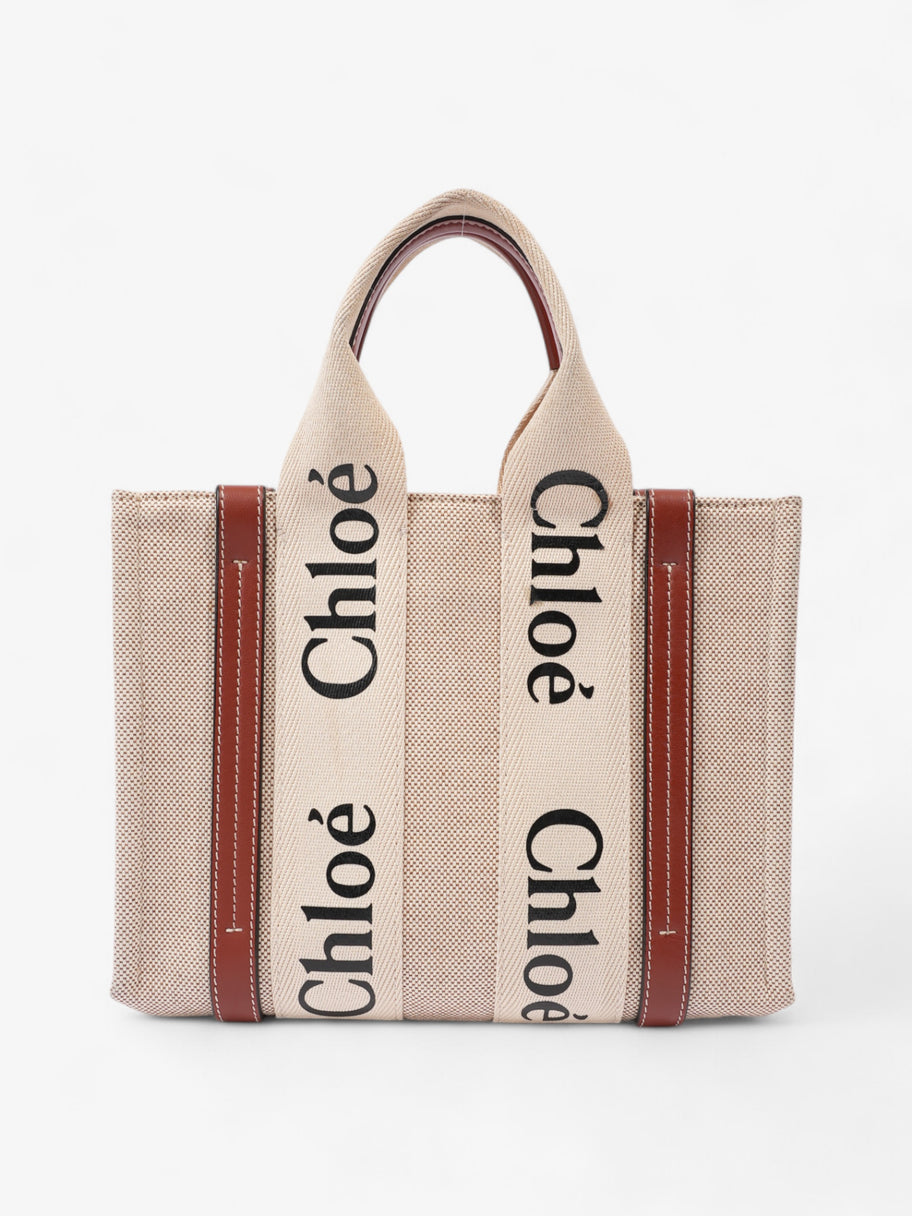 Chloe Woody Tote Beige Cotton Small Image 4