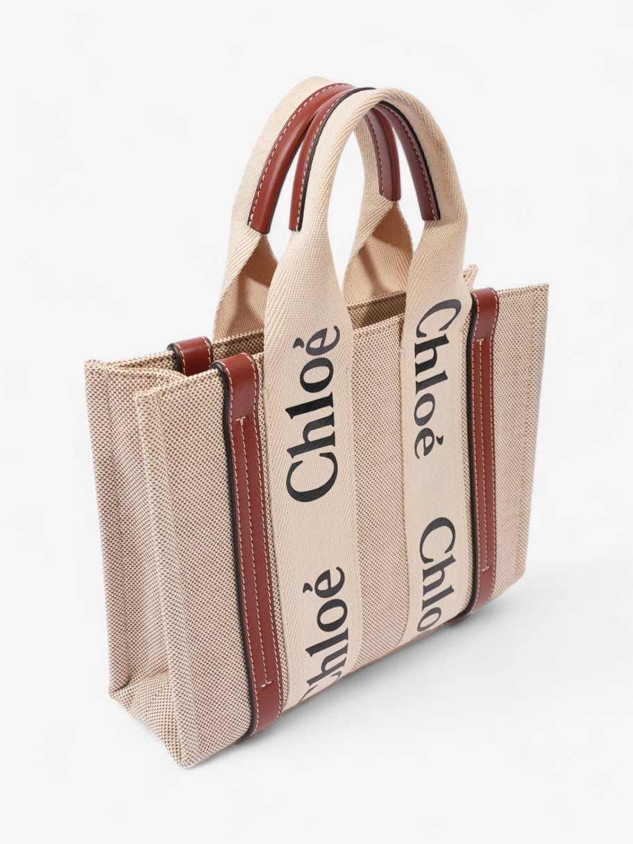 Chloe Woody Tote Beige Cotton Small Image 7