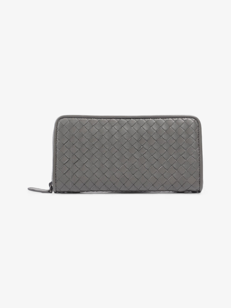  Bottega Veneta Zip Around Wallet Grey Intrecciato Leather