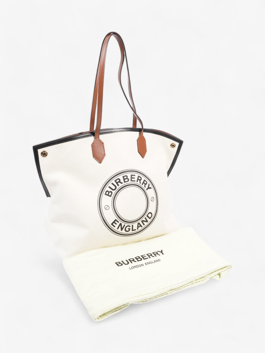 Burberry Society Tote White / Black / Brown Canvas Large Image 11