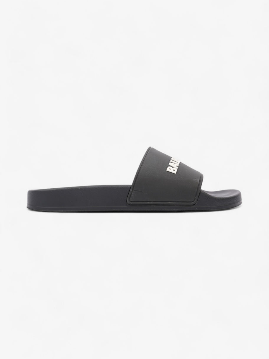 Balenciaga Logo Pool Slide Black / White Rubber EU 40 UK 7 Image 1