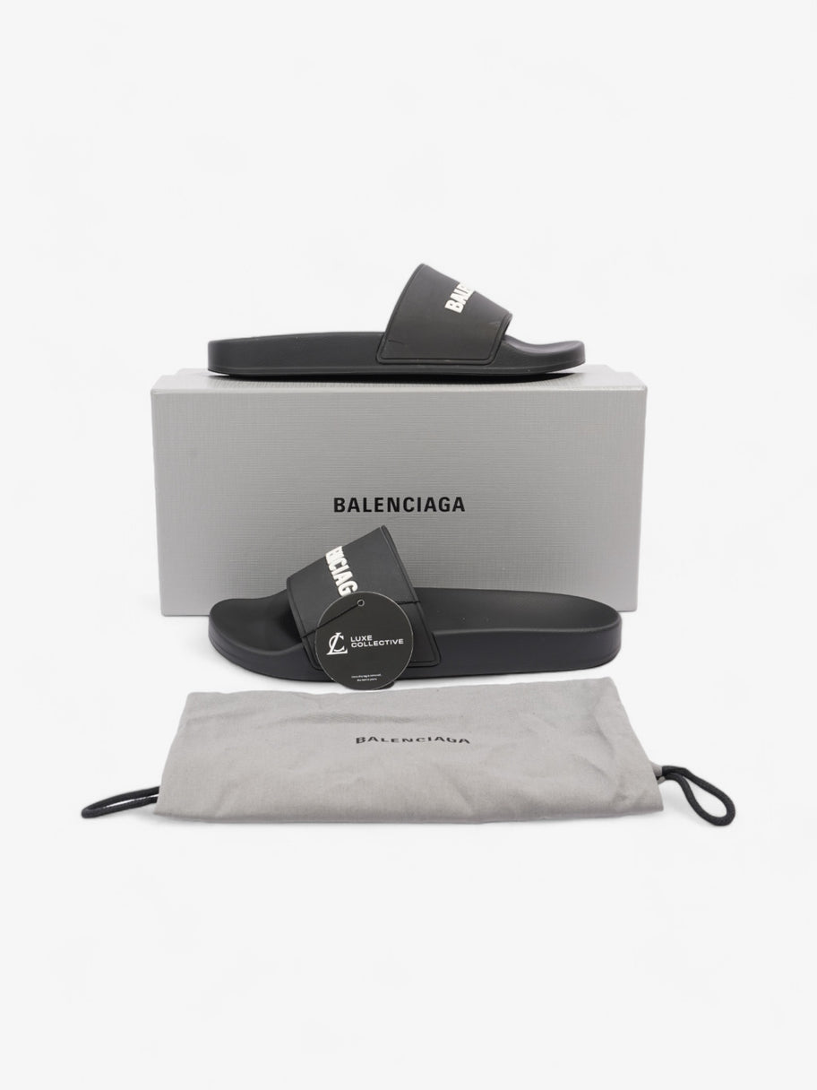 Balenciaga Logo Pool Slide Black / White Rubber EU 40 UK 7 Image 10