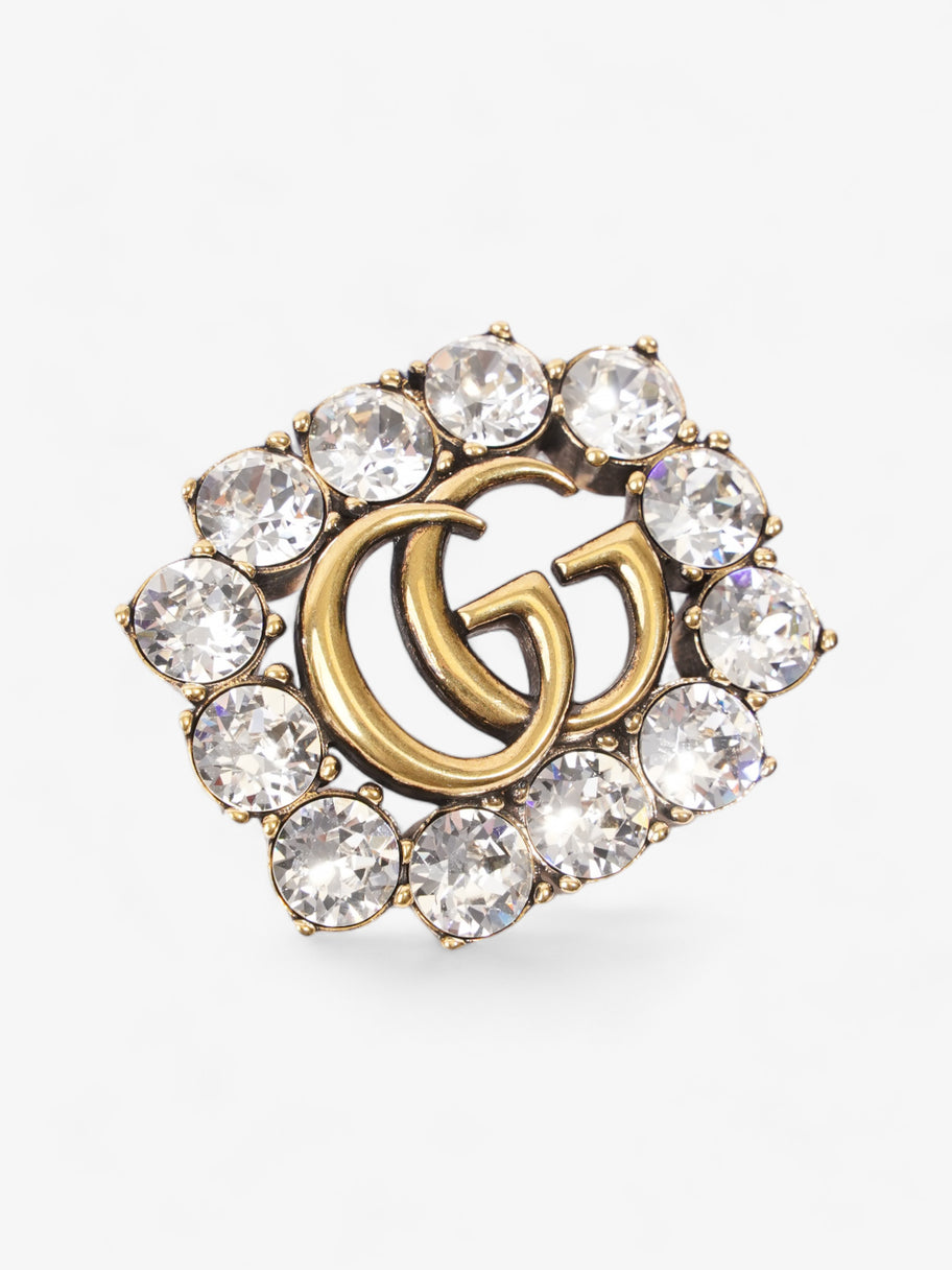 Gucci Crystal Double G Brooch Aged Gold Base Metal Image 5