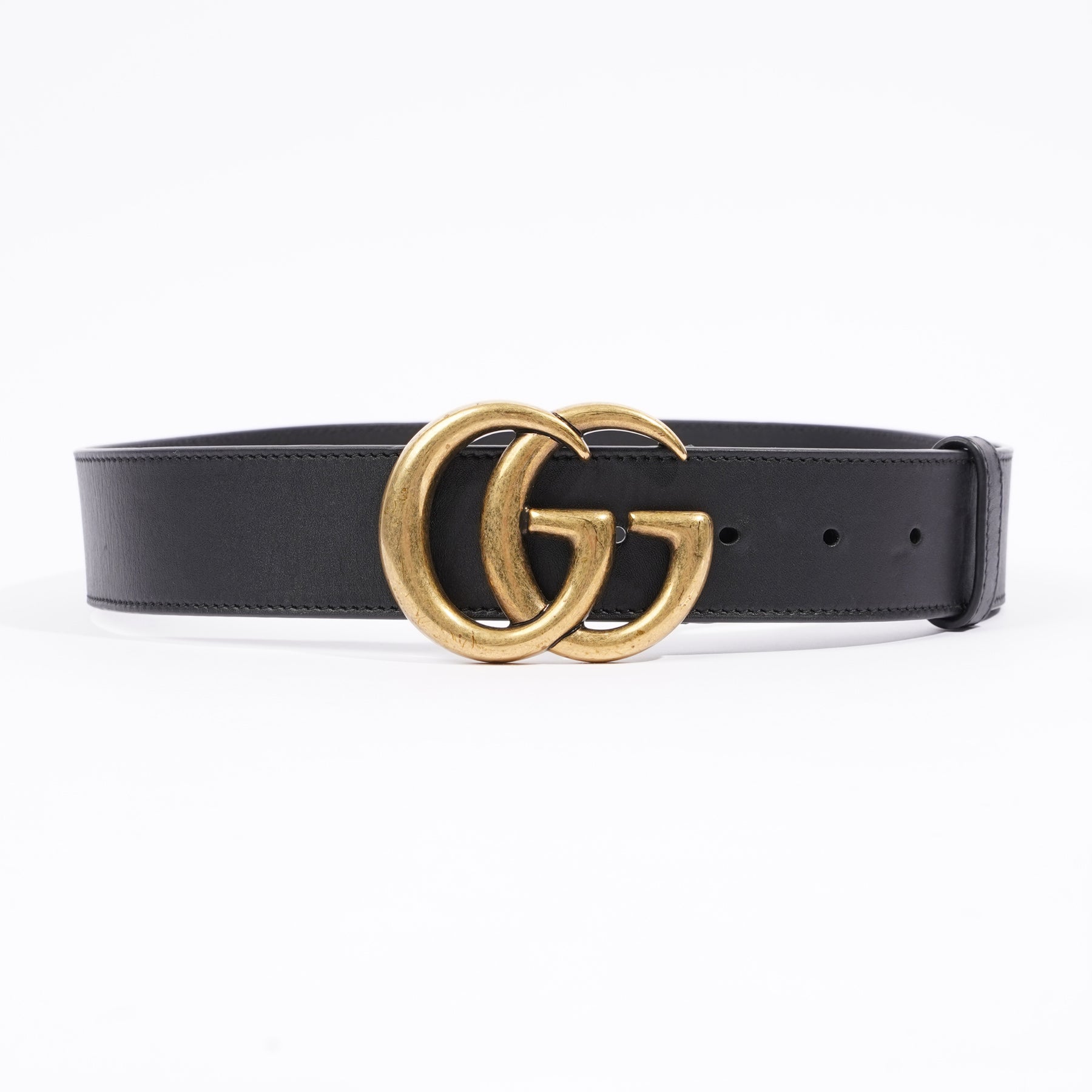 Gucci Black Leather Double G Belt Size 80/32 - Yoogi's Closet