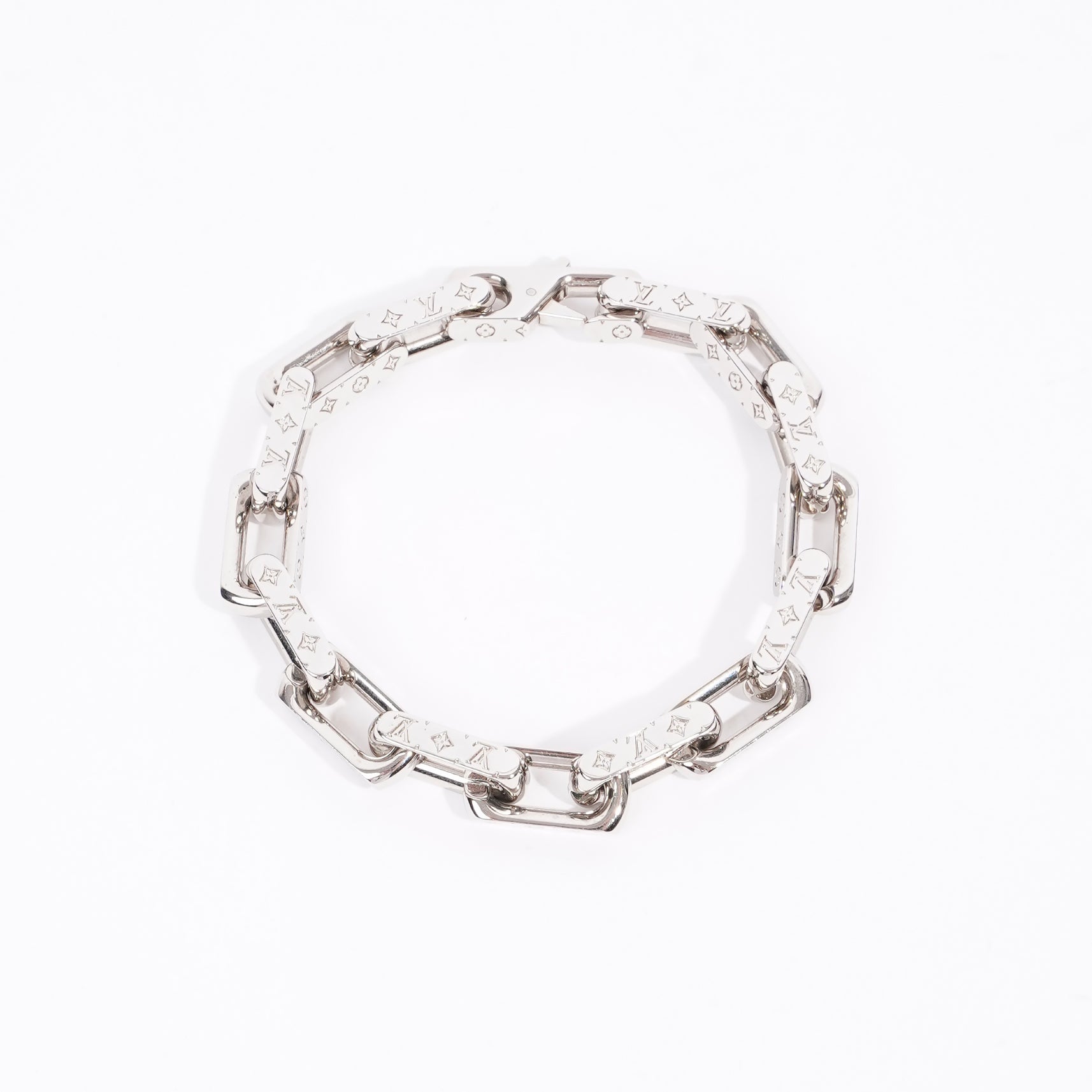 LOUIS VUITTON Monogram Chain Bracelet M64224 Silver-tone Brass Size Large |  eBay