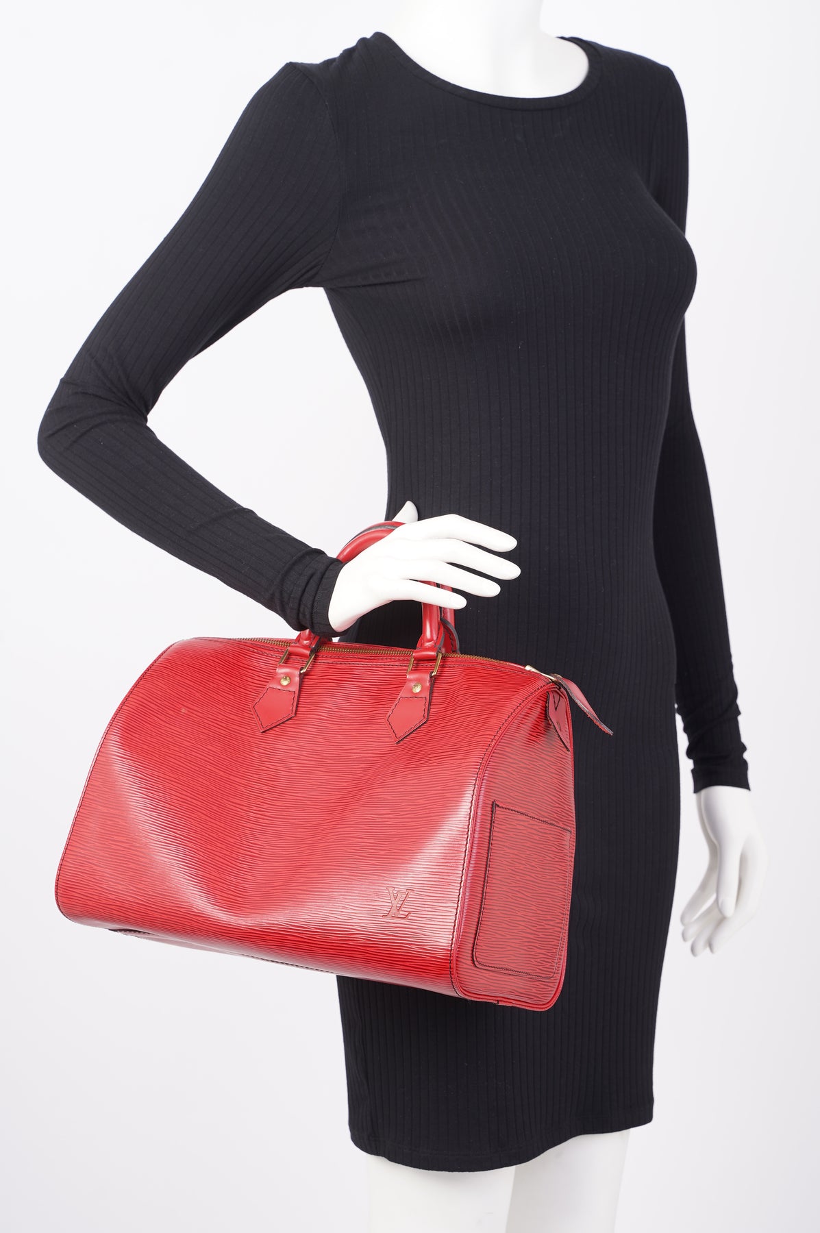 LOUIS VUITTON Epi Leather Red Speedy 30 Bag