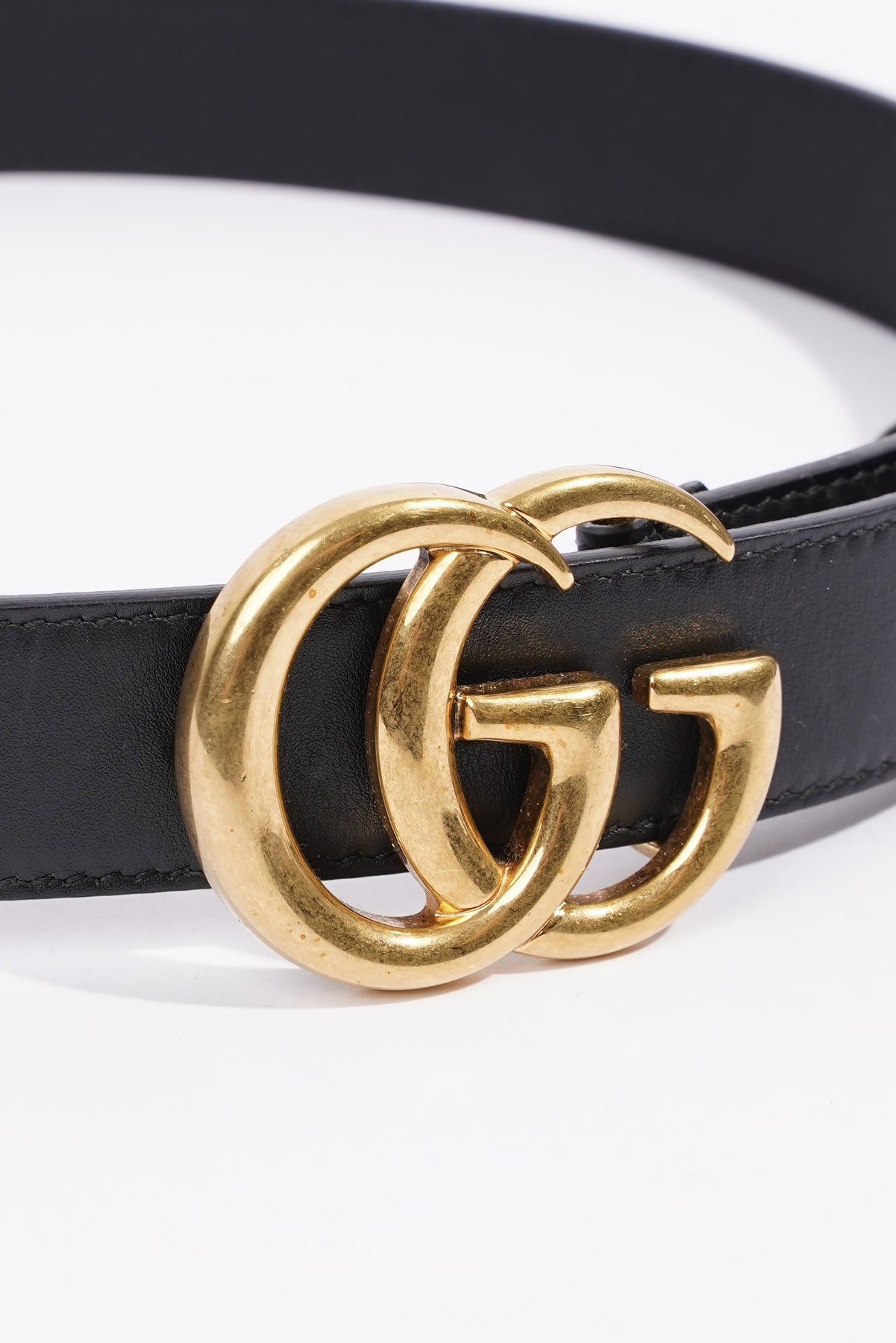 Gucci Womens Marmont GG Belt Black Leather 75cm 30