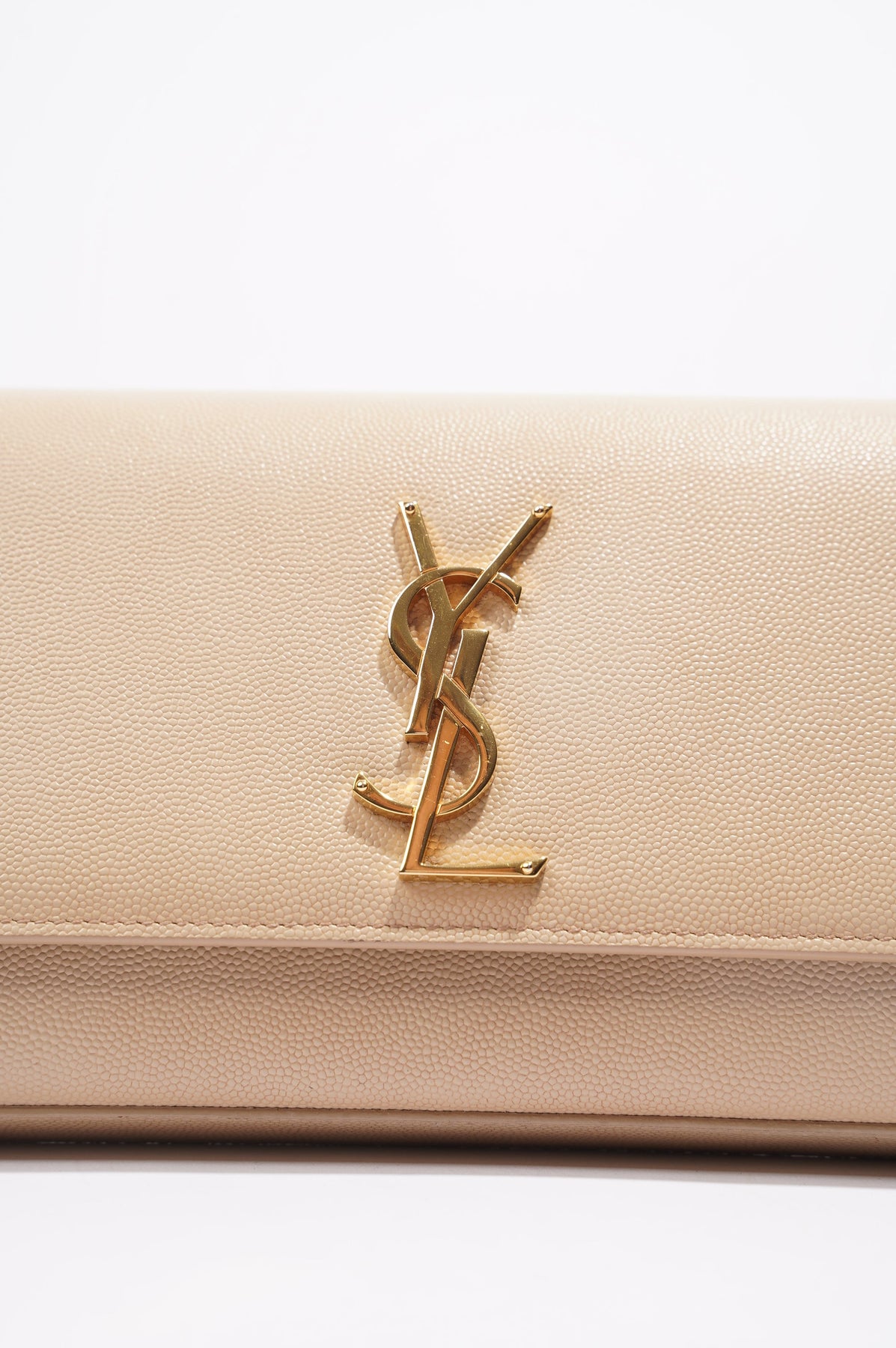 Saint Laurent Womens Kate Clutch Beige Leather – Luxe Collective