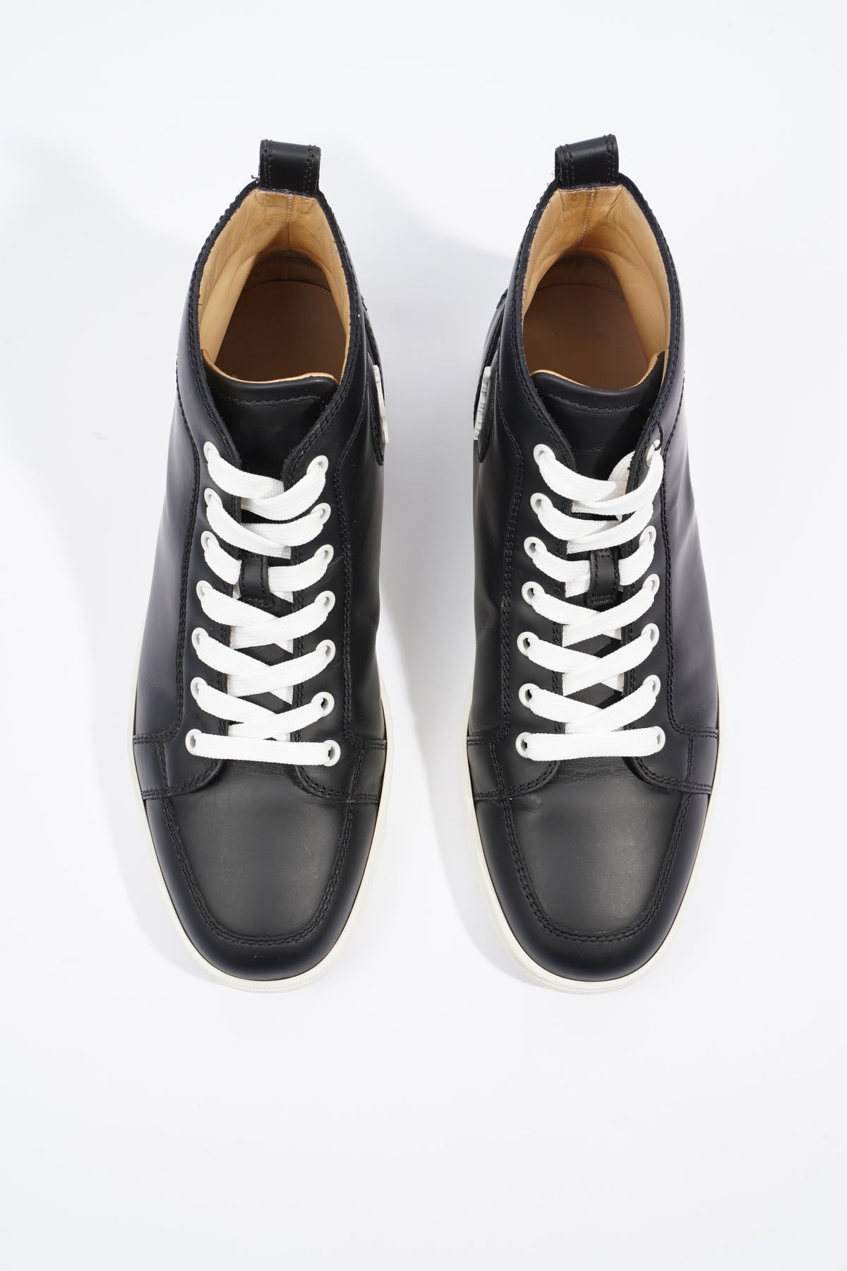 Christian Louboutin Black/White Leather Rantus High Top Sneakers