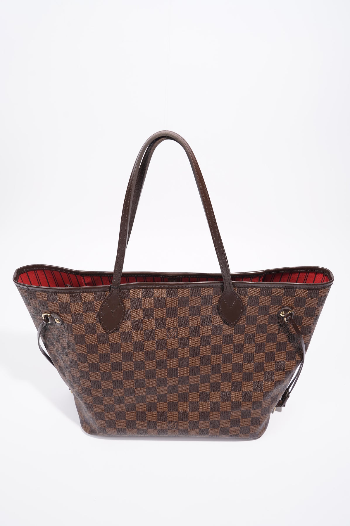 Louis Vuitton lv neverfull mm shopping carry bag original leather version  damier ebene with red interior