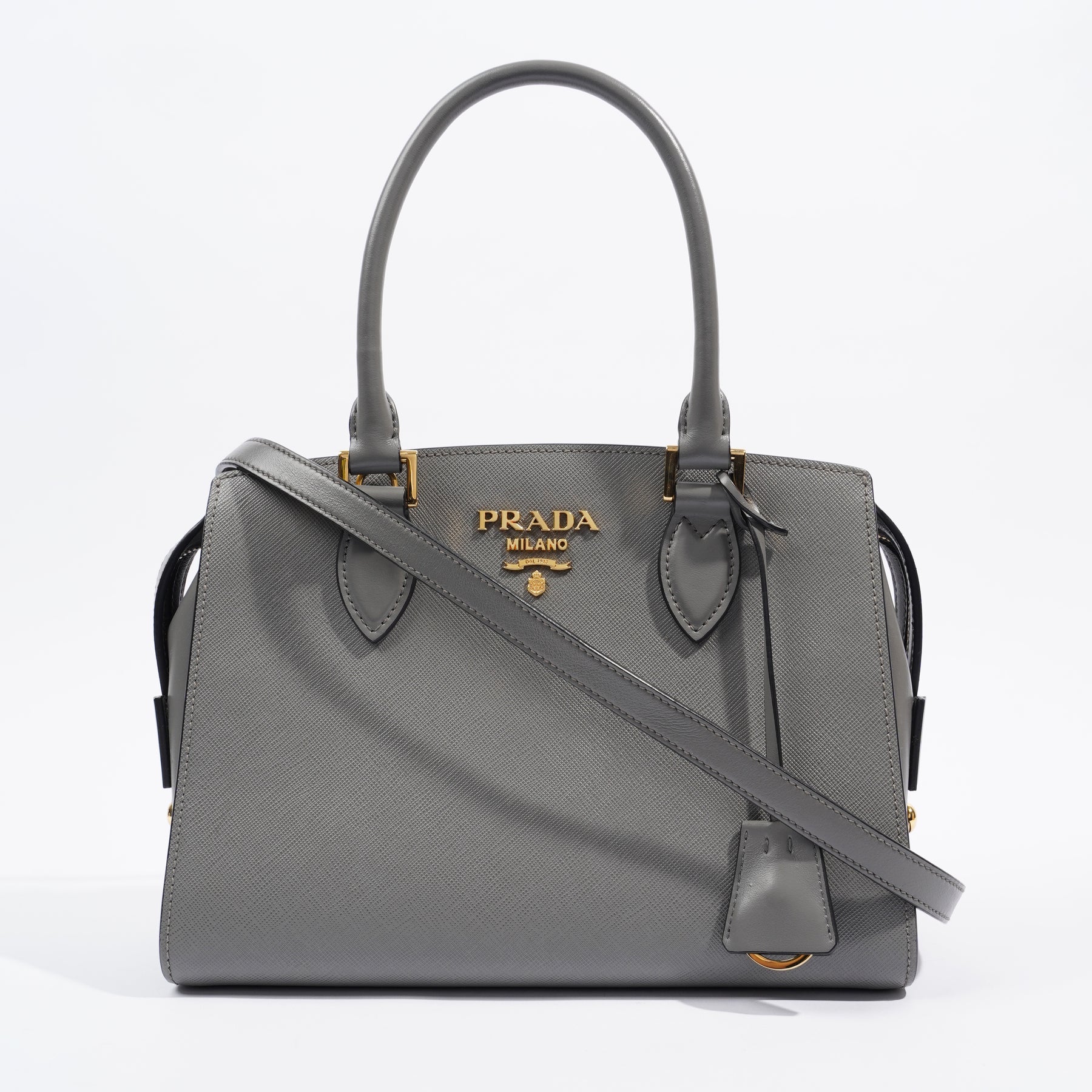 Prada Womens 1BA164 Bag Grey Leather Luxe Collective