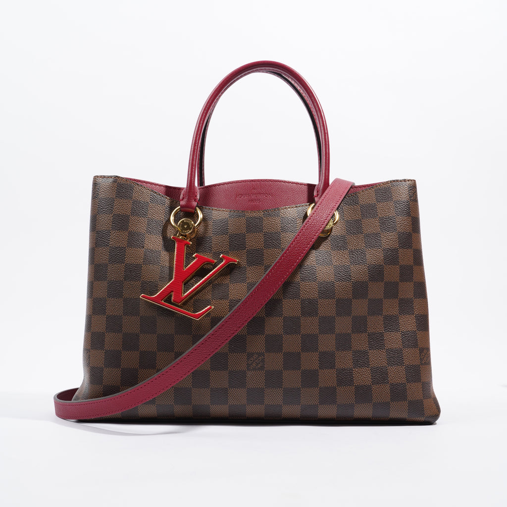 Louis+Vuitton+LV+Riverside+Red+Strap+Shoulder+Bag+Brown+Canvas for sale  online