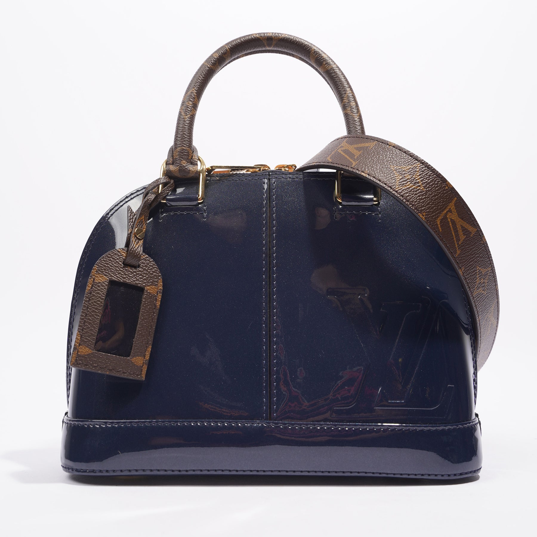 Louis Vuitton Marine Blue Patent Leather and Monogram Canvas Alma BB Bag Louis  Vuitton