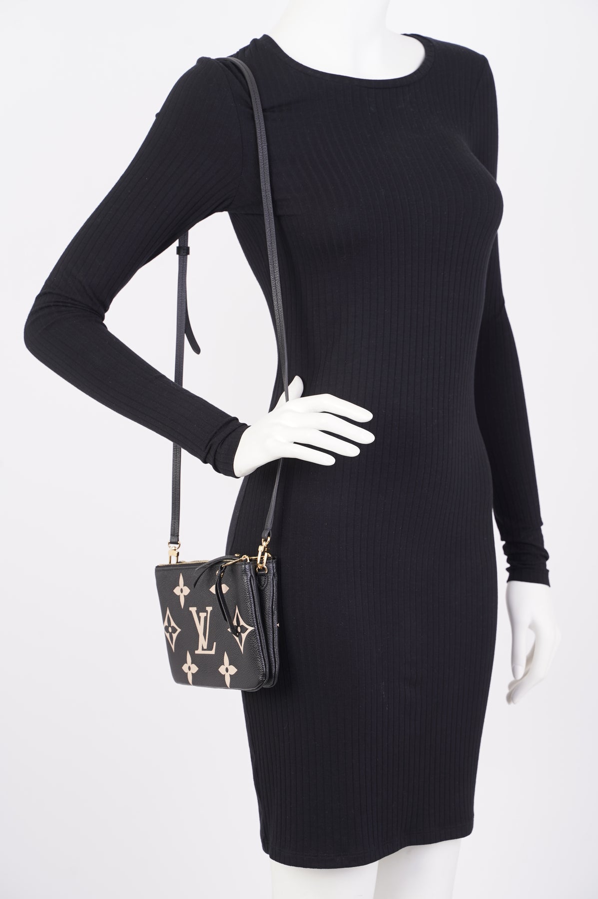 Louis Vuitton Double Pochette Zip on Strap Empreinte Monogram