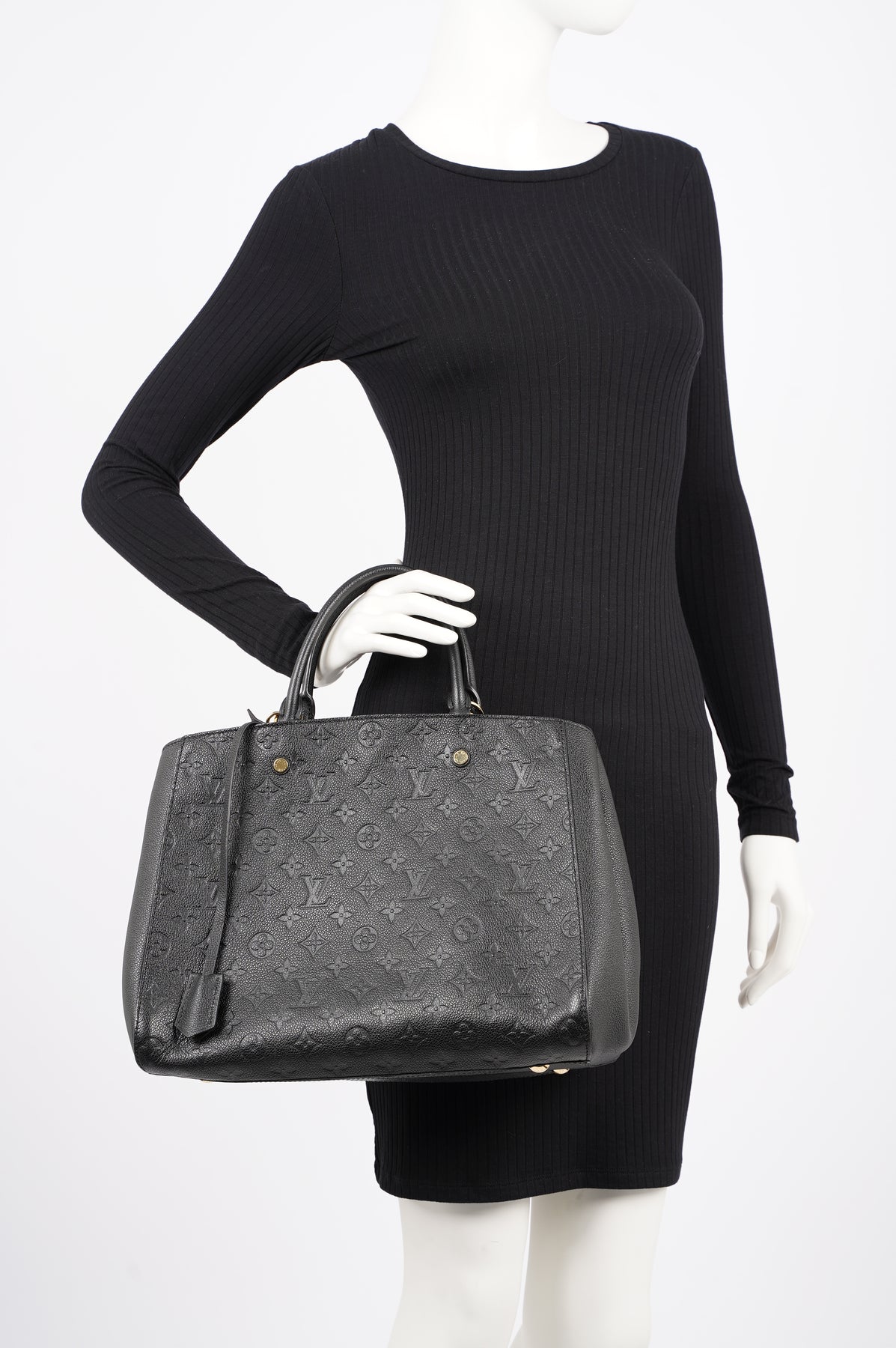Louis Vuitton Womens Montaigne Black Empreinte Leather MM – Luxe Collective