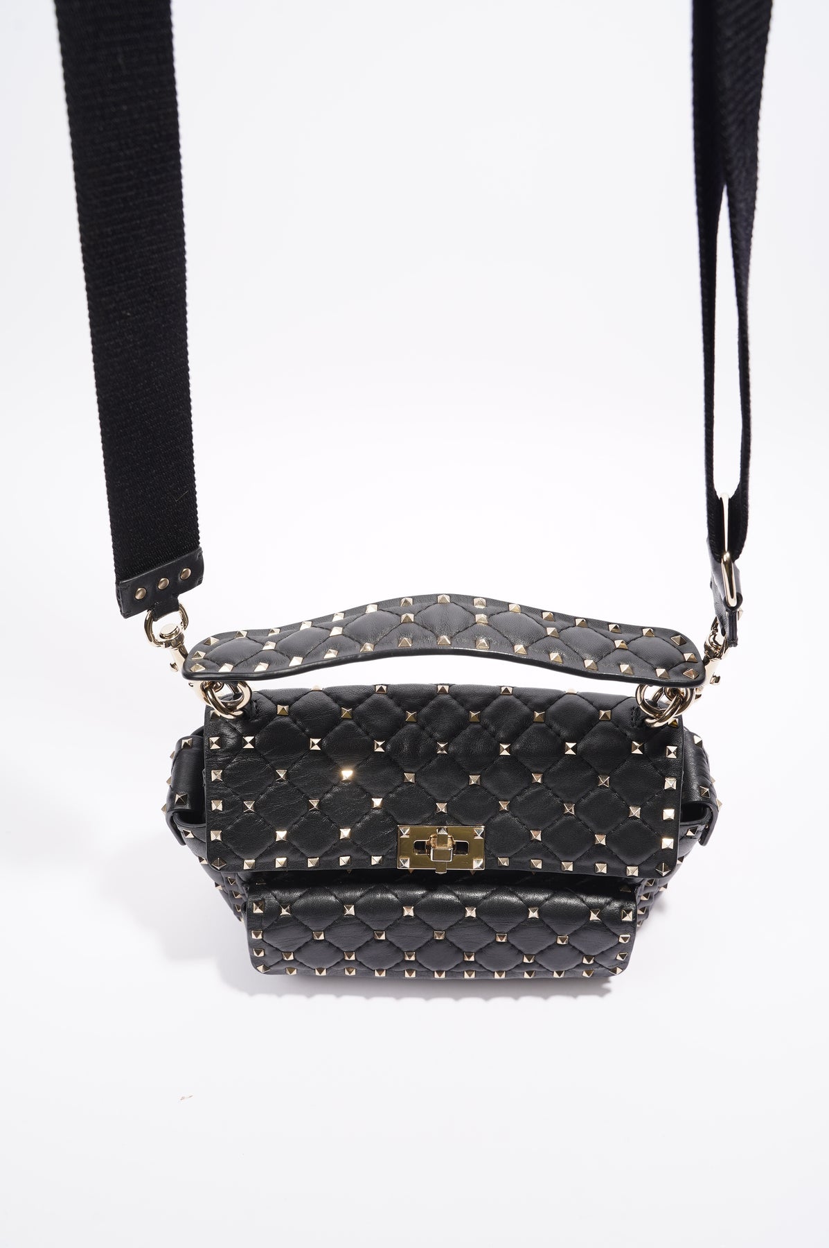 Valentino Womens Rockstud Crossbody Bag Black Leather Studs