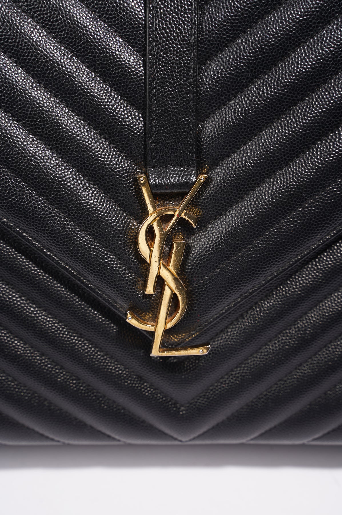 Saint Laurent Womens Envelope Bag Black Leather Large – Luxe