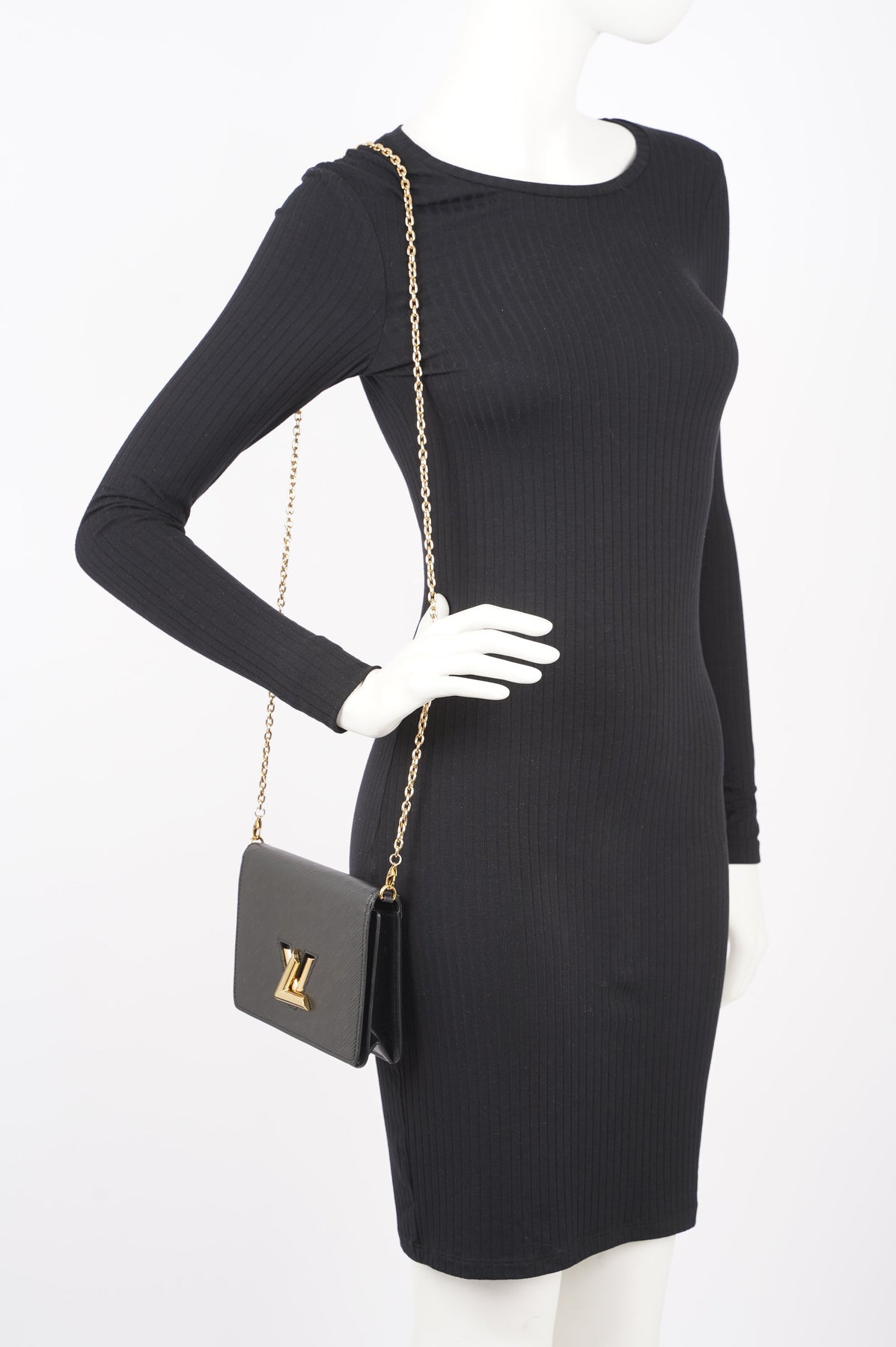 Louis Vuitton Womens Twist Chain Pouch Black Epi Leather – Luxe