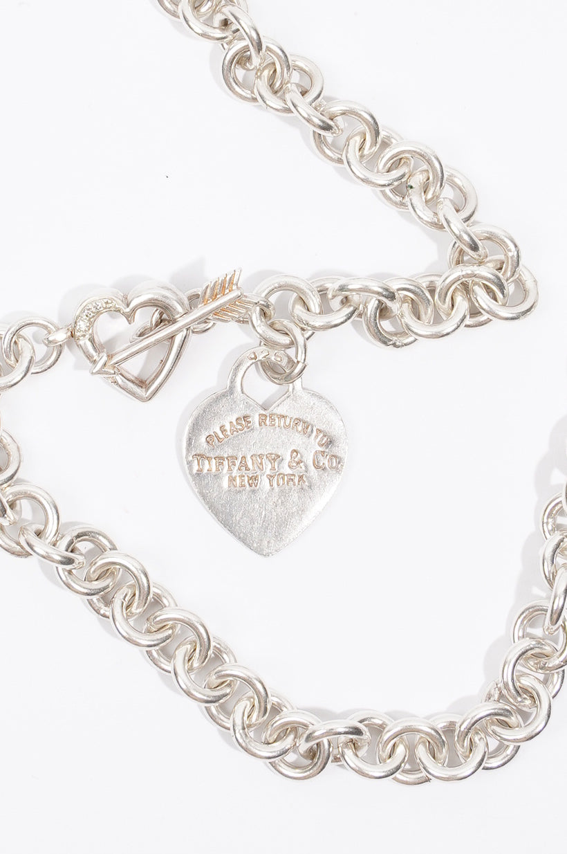 Return to Tiffany® heart tag necklace in sterling silver with enamel  finish.