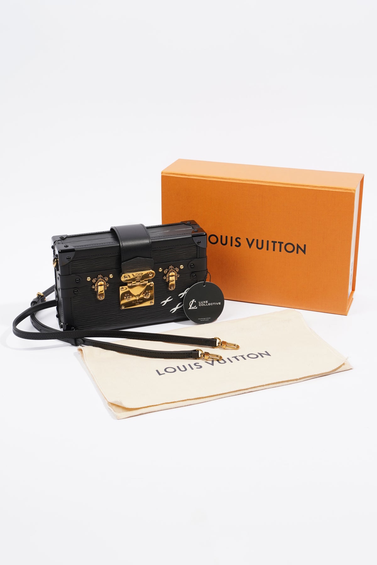 Petite malle leather clutch bag Louis Vuitton Black in Leather - 37698704