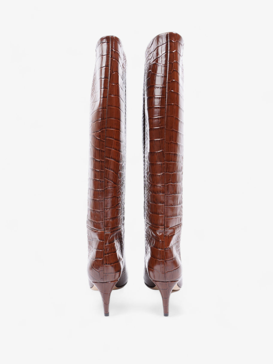 Stiletto Tall Boots 75mm Brown Croc Embossed Leather EU 38 UK 5 Image 6