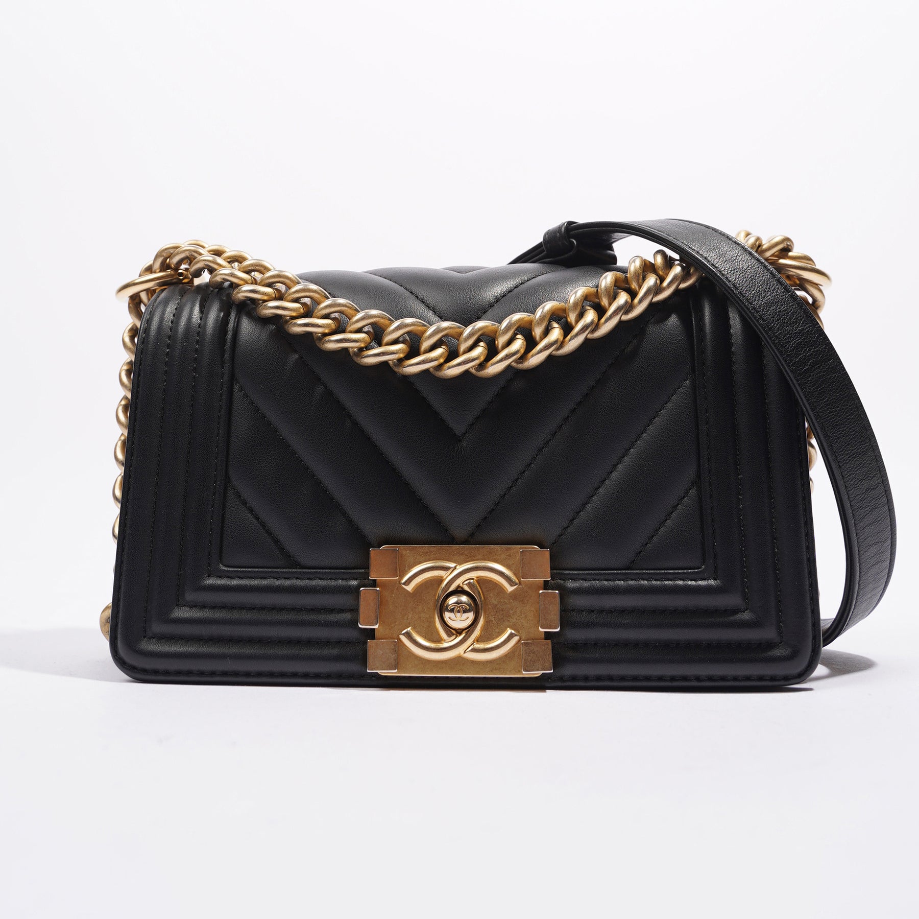 Chanel Chevron Quilted Lambskin Leather Boy Bag