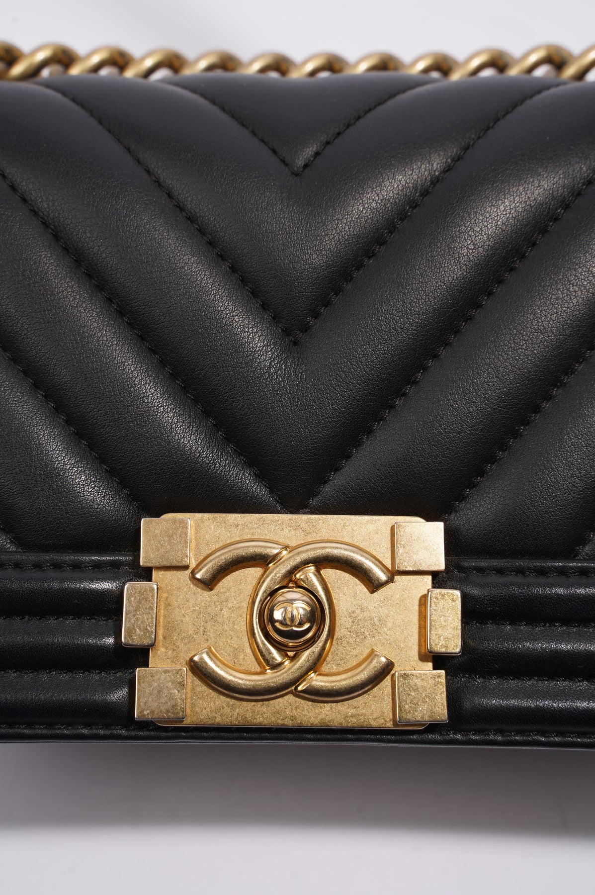 Chanel Chevron Quilted Lambskin Leather Boy Bag