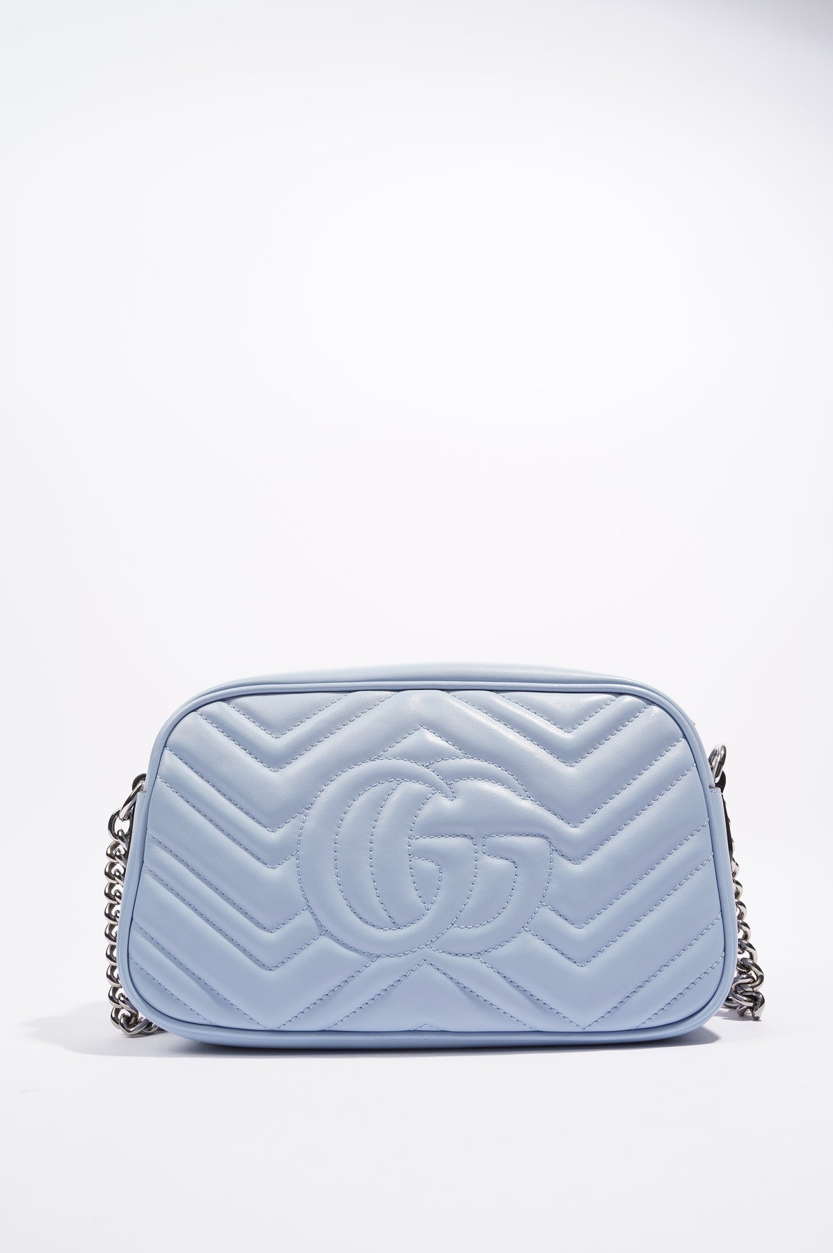 Gucci Marmont Zip Around Shoulder Bag GG Small Pastel Blue in