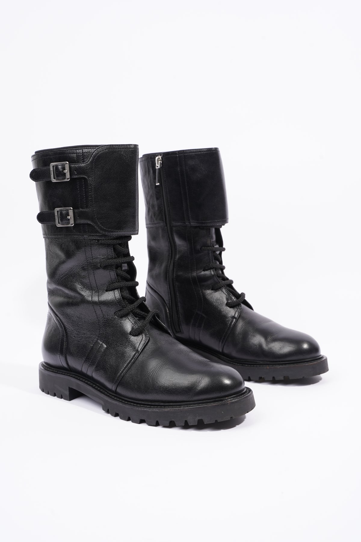 Leather biker boots Louis Vuitton Black size 38.5 EU in Leather