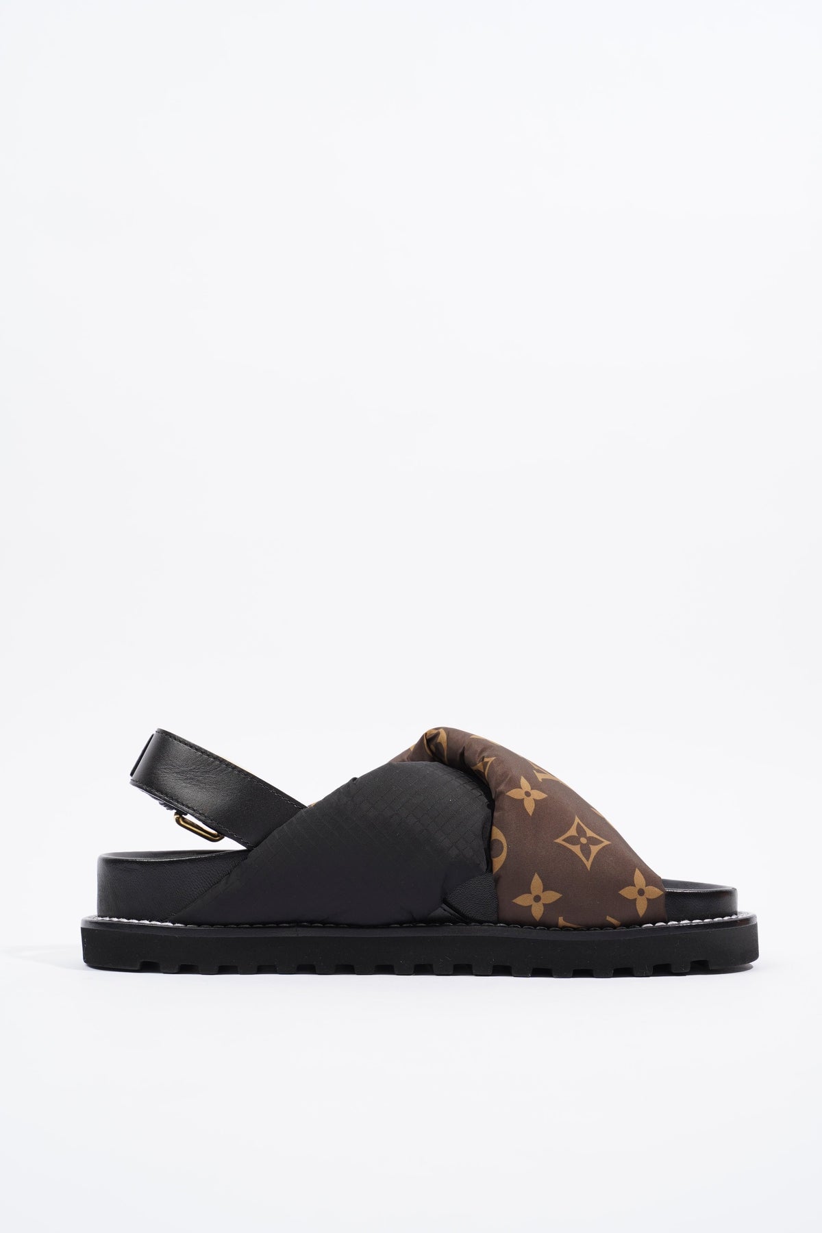 Louis Vuitton Womens Paseo Flat Comfort Sandal Monogram / Black EU