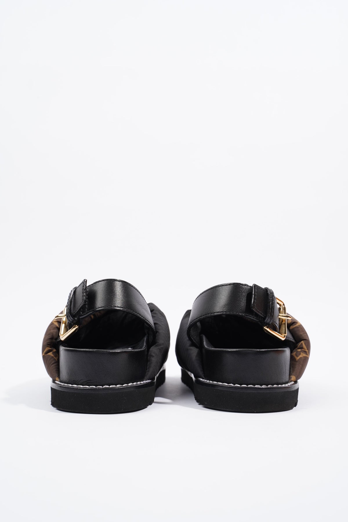 Louis Vuitton Black paseo flat mule sandals - size EU 38 Blue ref