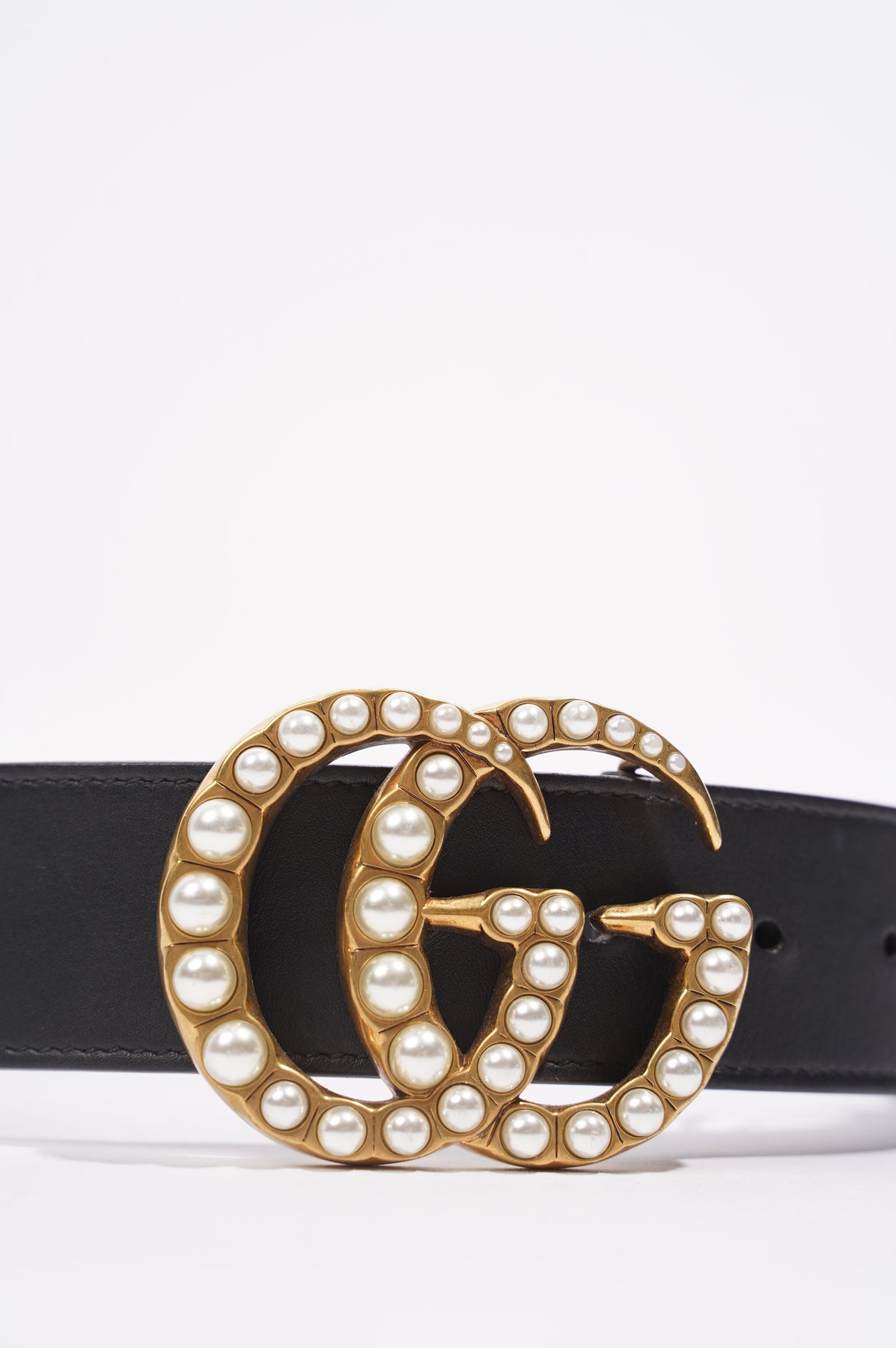 Gucci belt with pearl on sale buckle