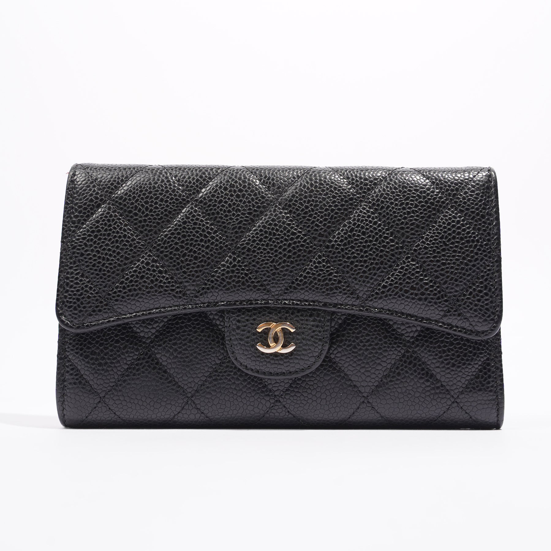 Chanel Classic Medium Flap Wallet In Grained Calfskin With Gold Hardware ( Wallets and Small Leather Goods,Wallets)