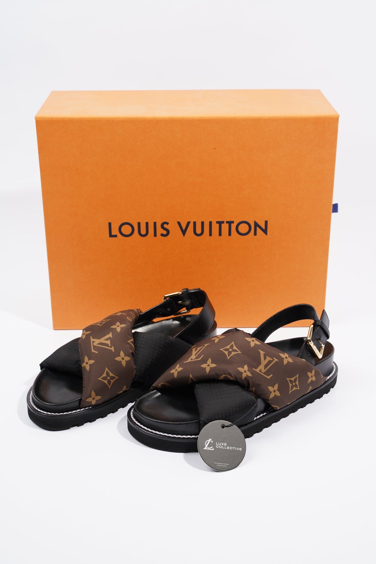 Louis Vuitton 1AAB6F Paseo Flat Comfort Mule , Black, 38.5