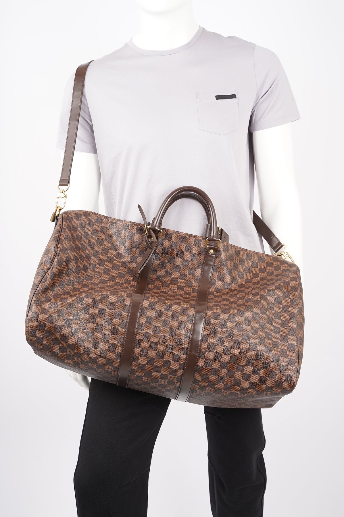 Louis Vuitton Womens Keepall Bandouliere Damier Ebene 55 – Luxe Collective