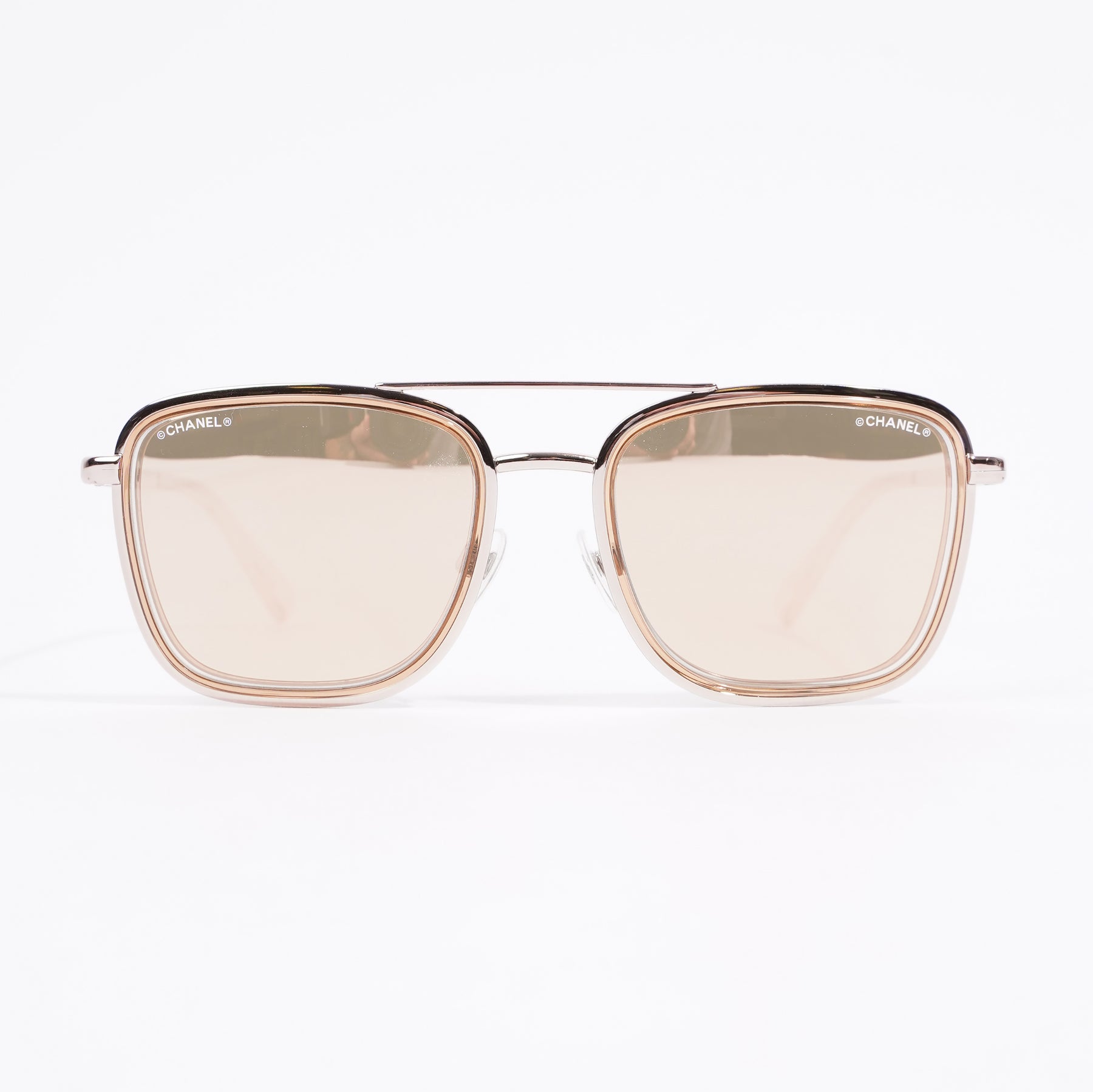 Chanel Metal Pilot Sunglasses Rose Gold Metal Acetate 140 – Luxe Collective