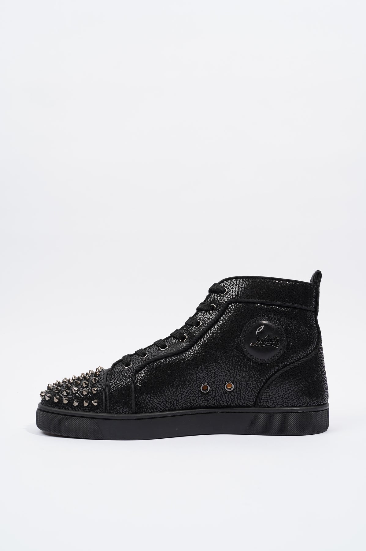 Christian Louboutin Lou Spikes Orlato Leather Sneaker in Black for