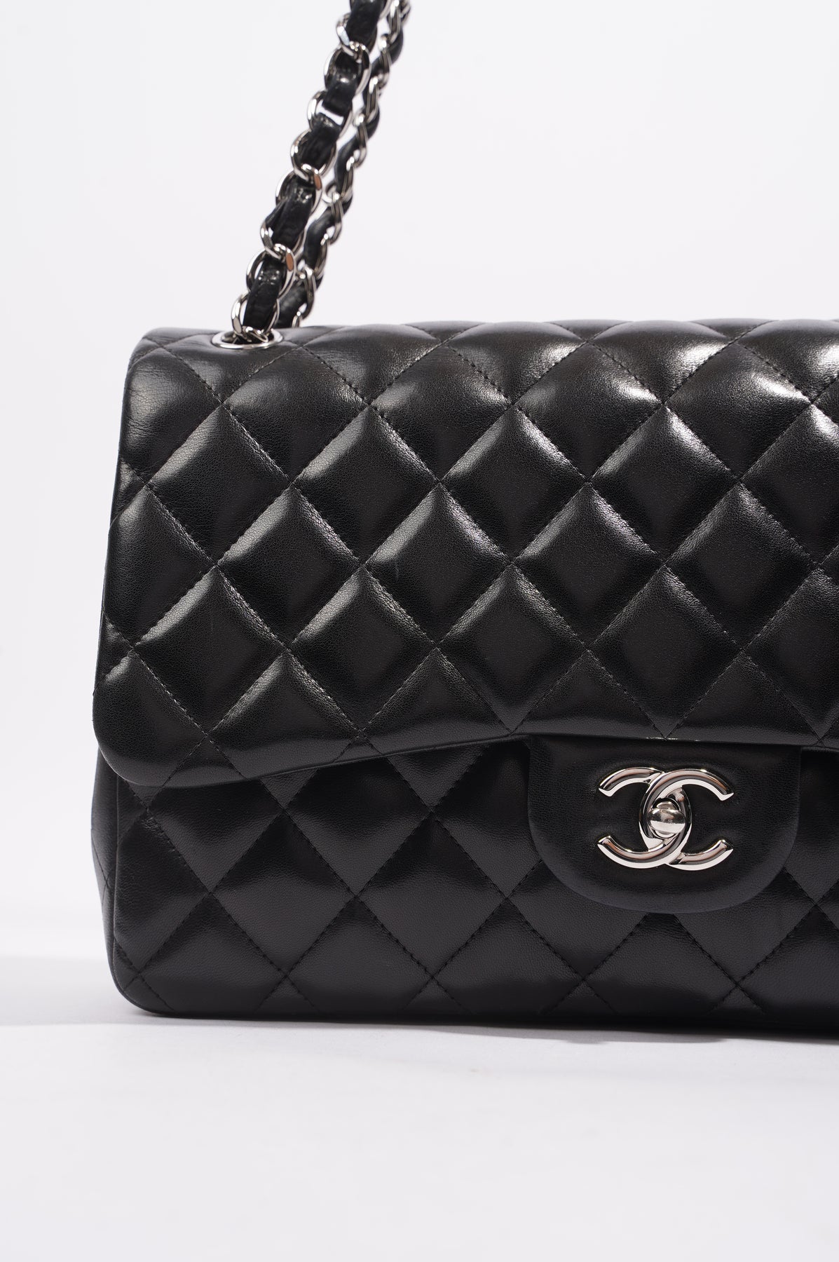 Chanel Double Flap Bag Black Lambskin Leather Large – Luxe Collective