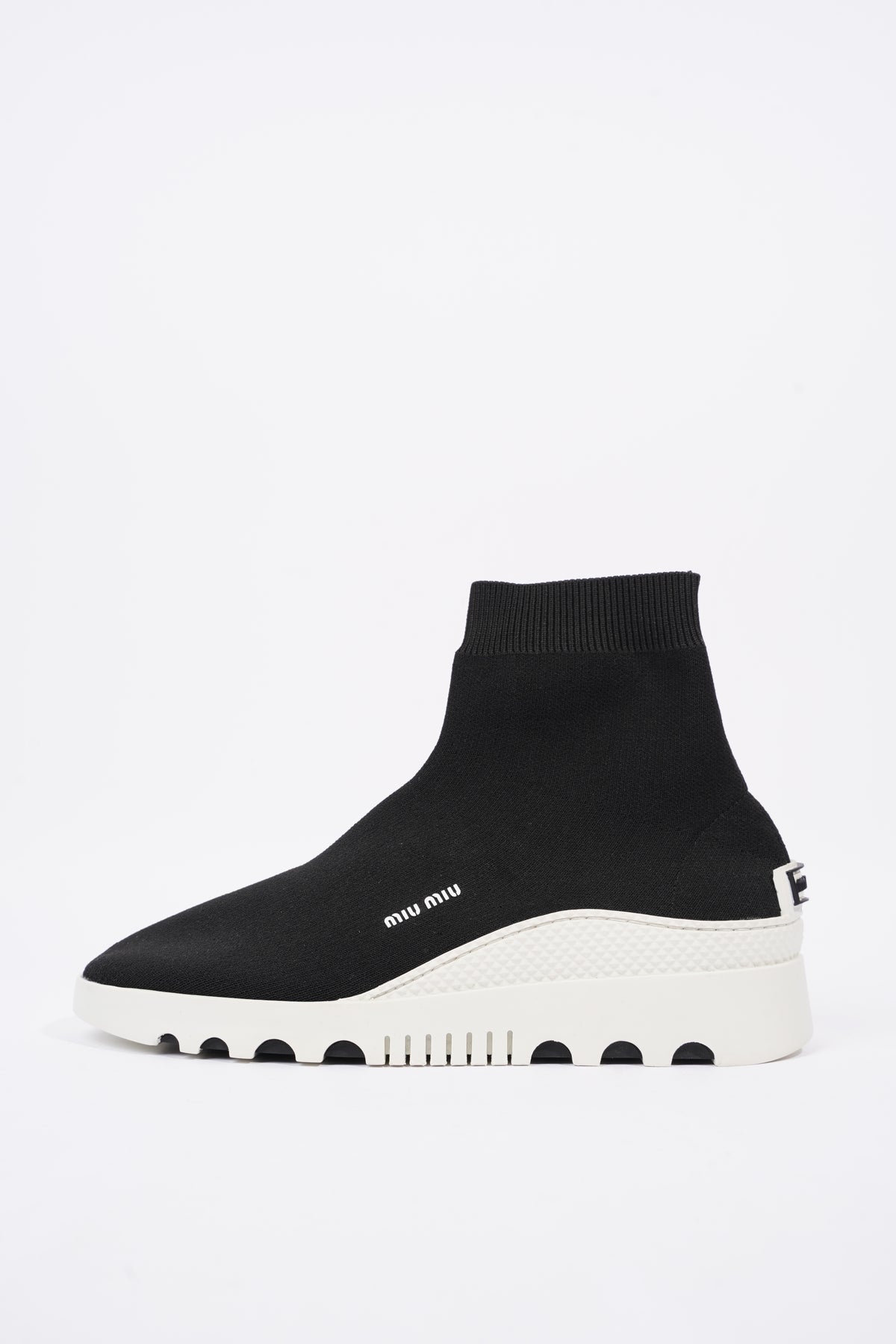 Miu Miu Womens Sock Sneaker Black / White EU 38 / UK 5 – Luxe