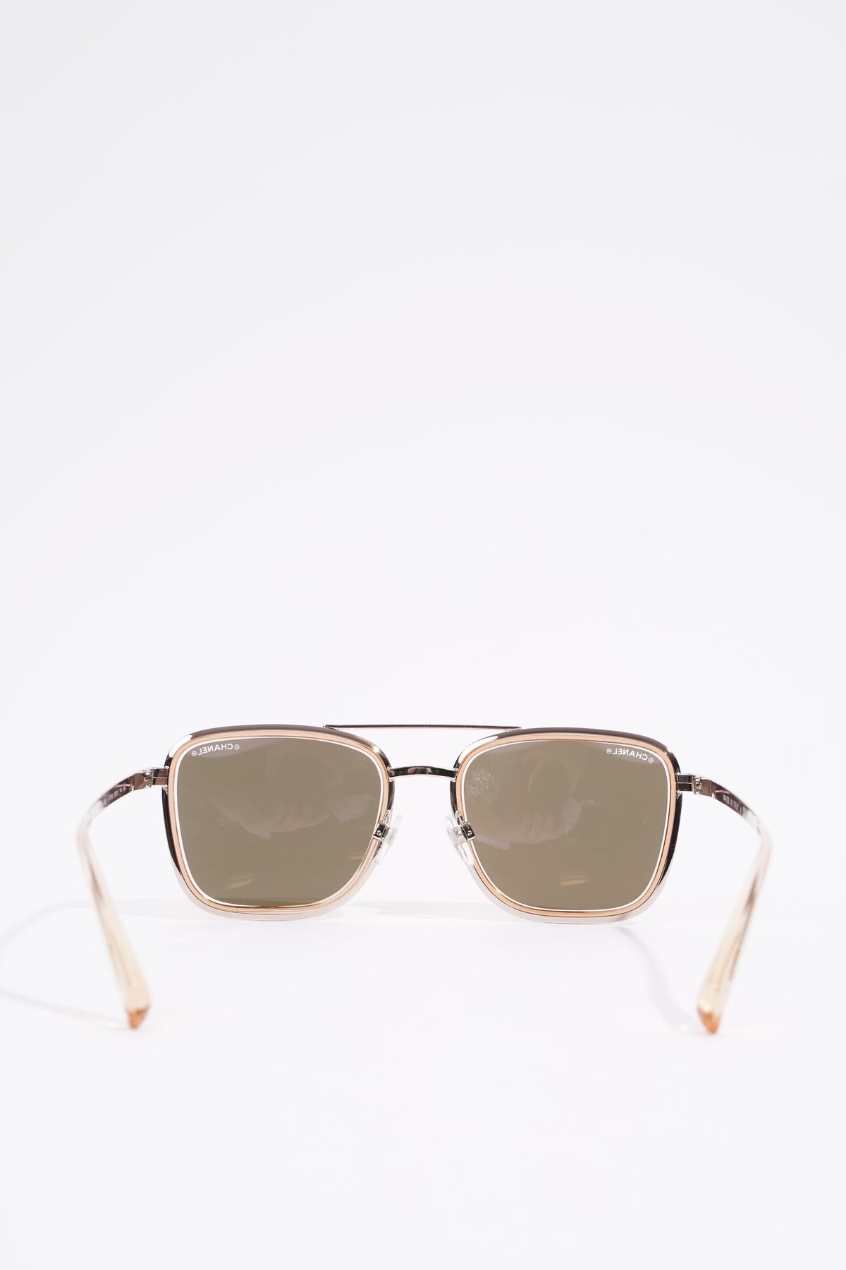 Chanel Silver Grey Brown Sunglasses Metal Pilot Womens Mens 4249 108/S6  23932