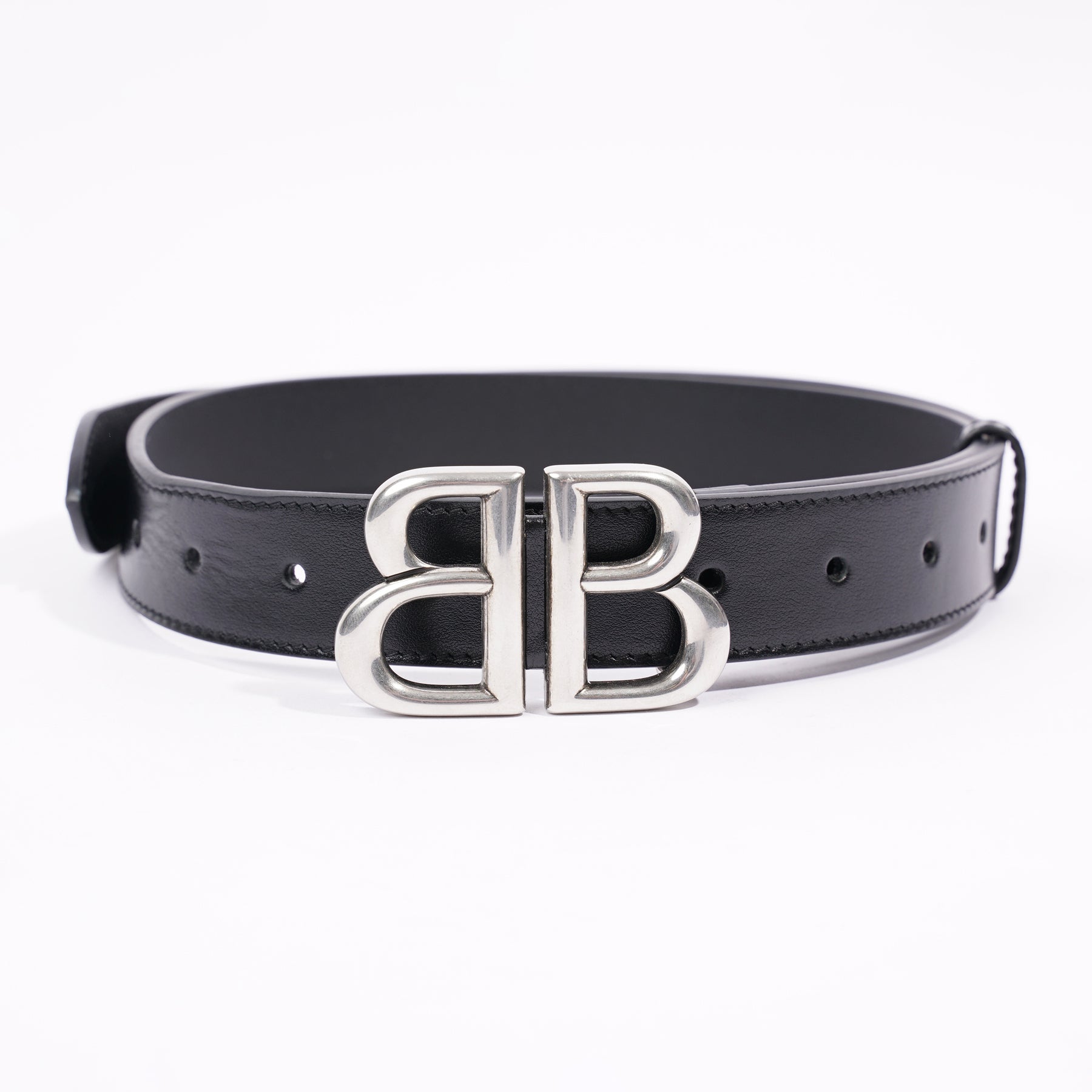 Balenciaga Bb Hour Leather Belt - Black