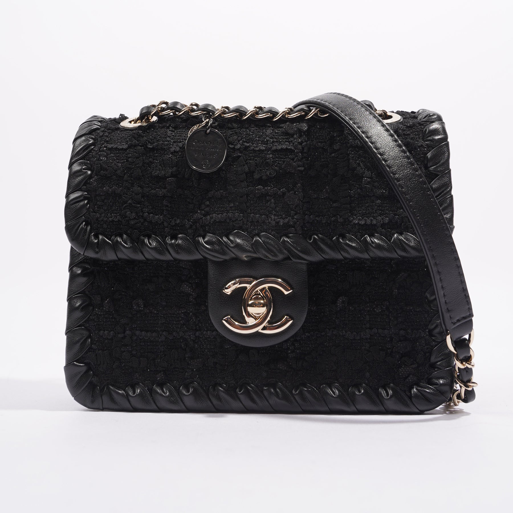 Chanel Womens Flap Bag Black Tweed Mini – Luxe Collective