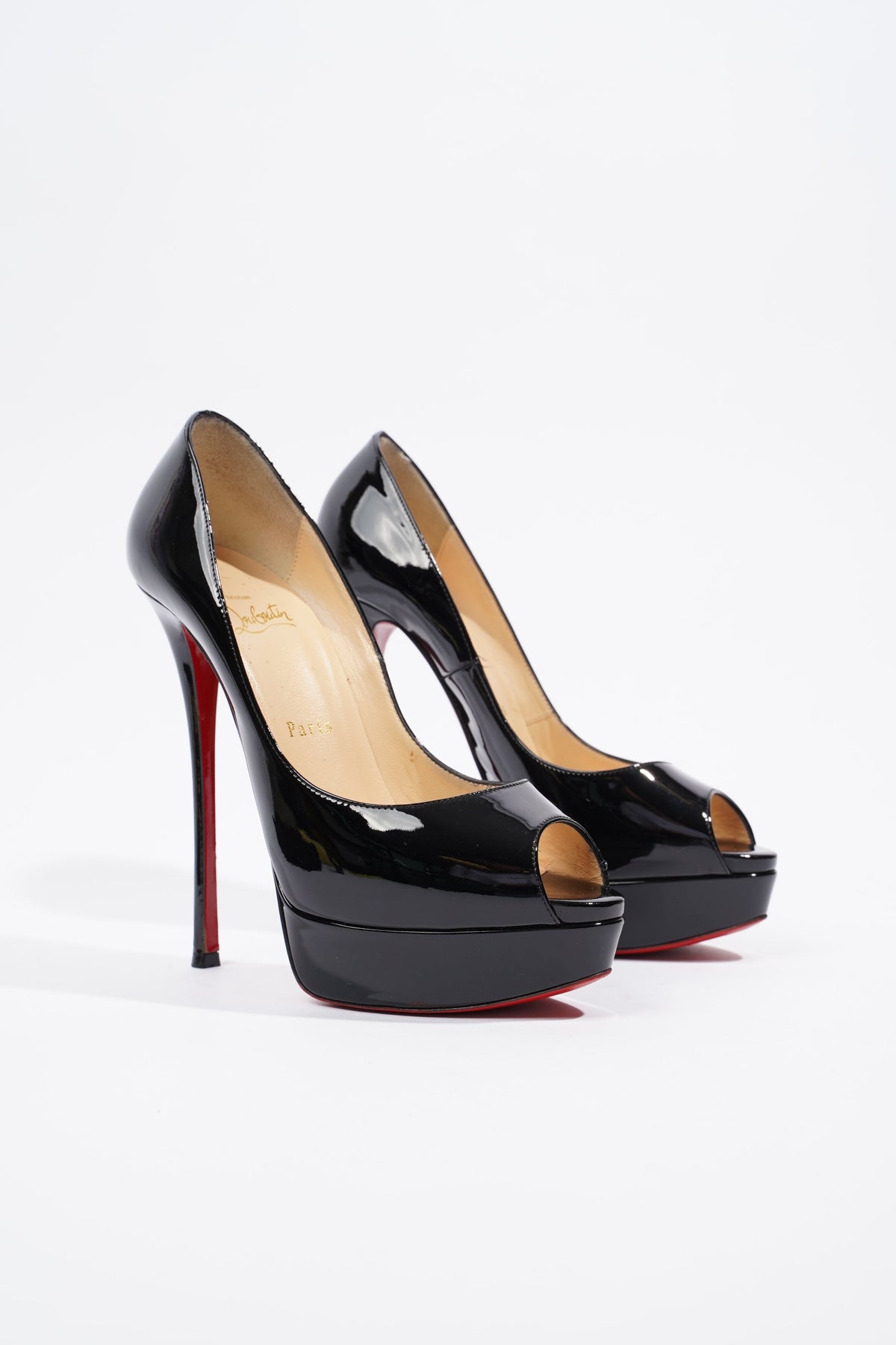 Christian Louboutin Fetish Peep 150 Patent in Black