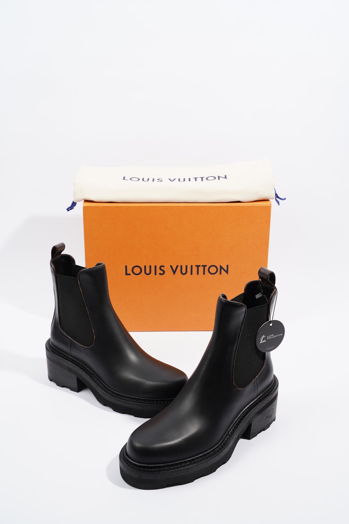 Louis Vuitton Womens Beaubourg Ankle Boot Black Leather EU 38 / UK