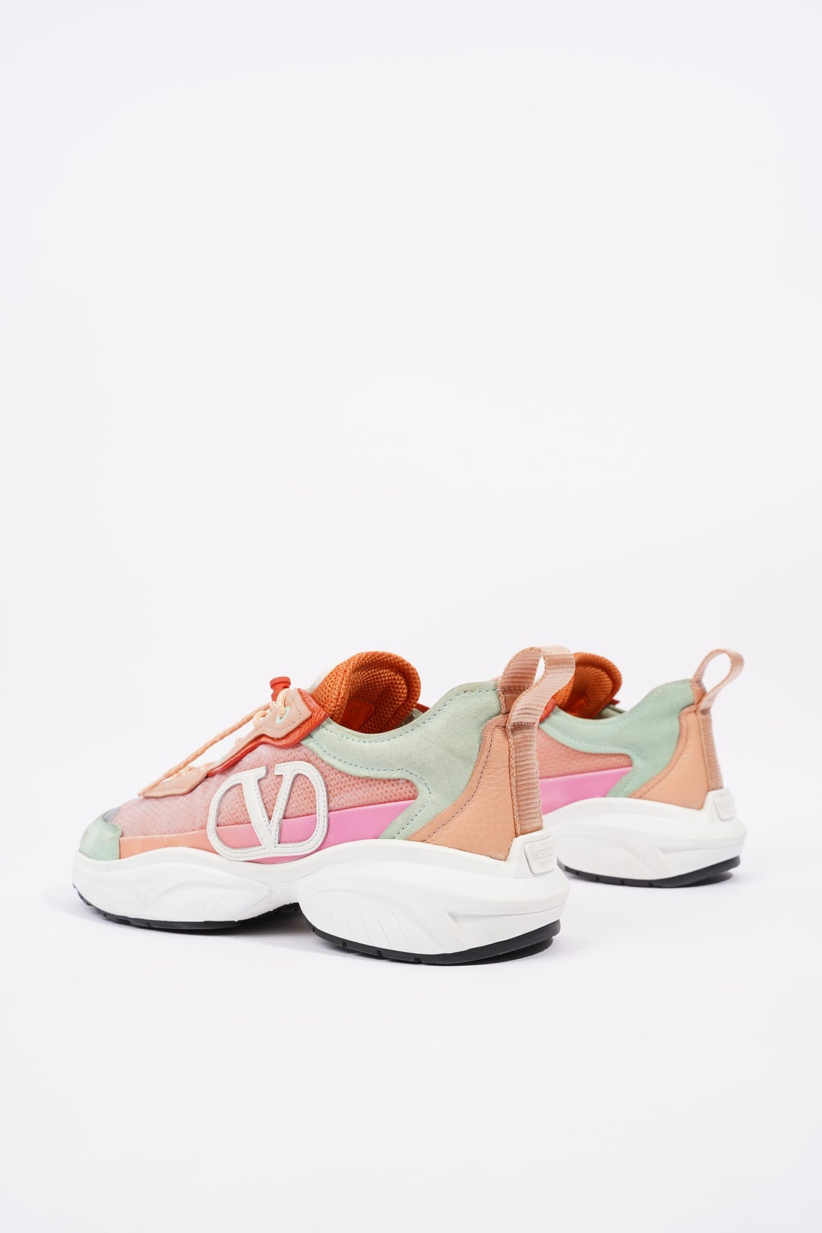 VALENTINO Shegoes VLOGO Leather And Fabric Sneakers in Peach Mint 35.5 |  eBay