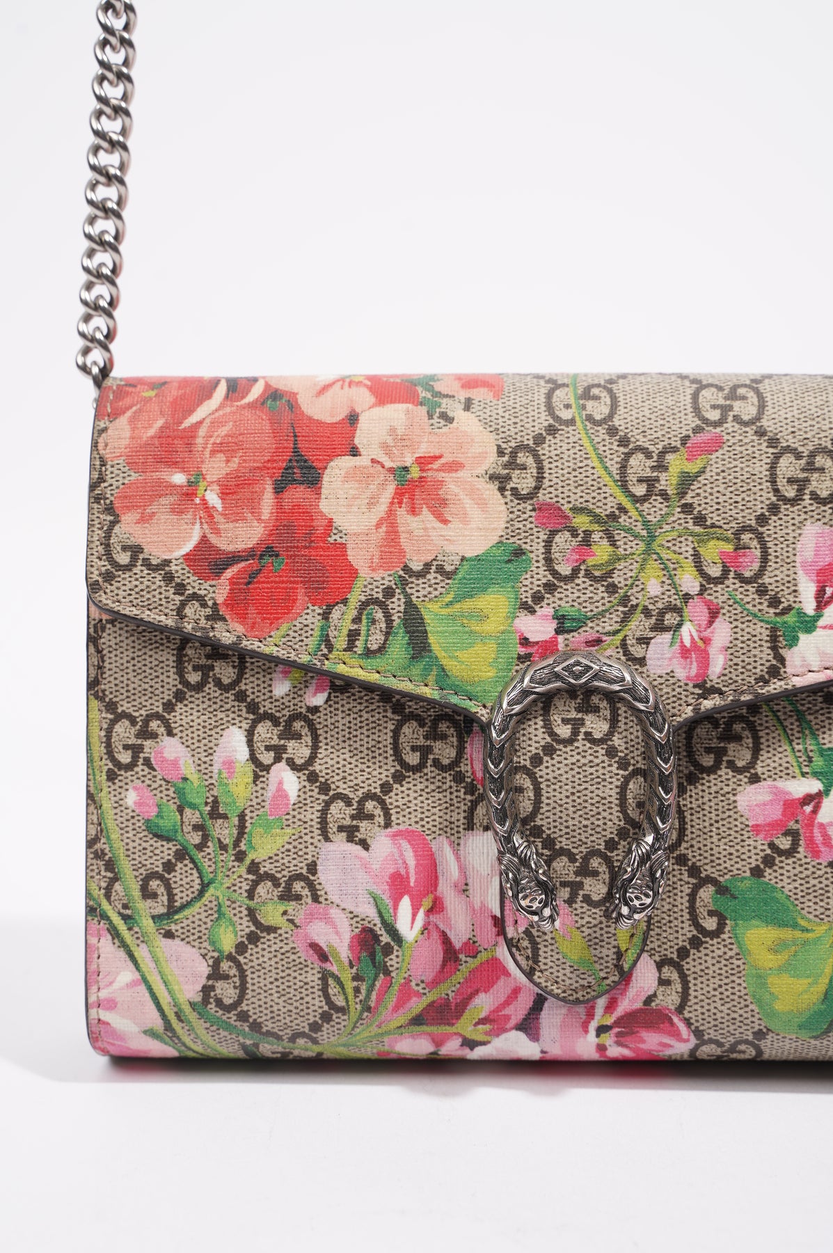 Gucci Dionysus WOC wallet of chain flower printing original leather version