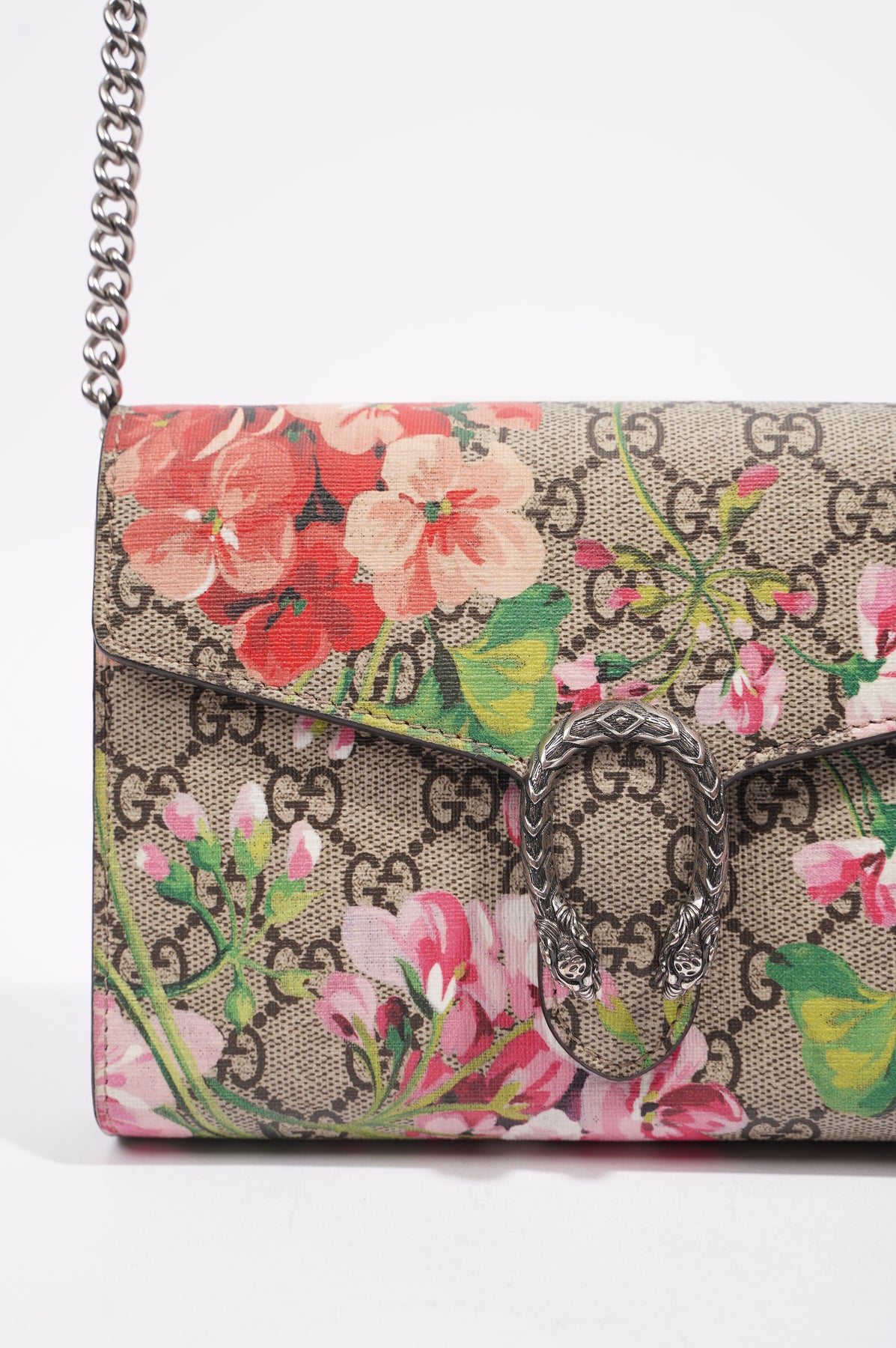 Authentic Gucci Floral Blooms Pink Supreme Chain Wallet Crossbody Medium Bag